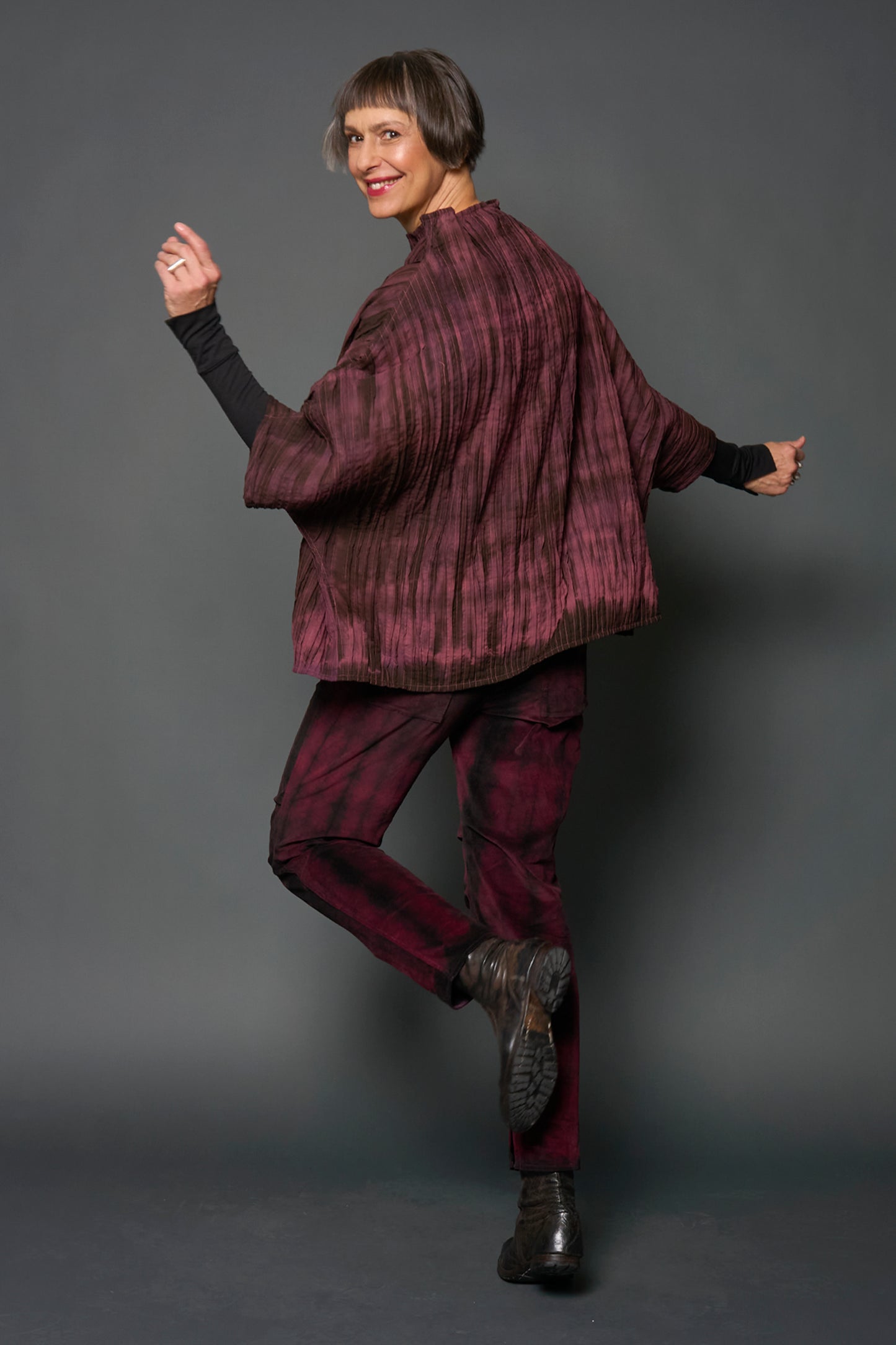 MONE COTTON RIPPLE TUCK PONCHO VEST - mn1249-pik -