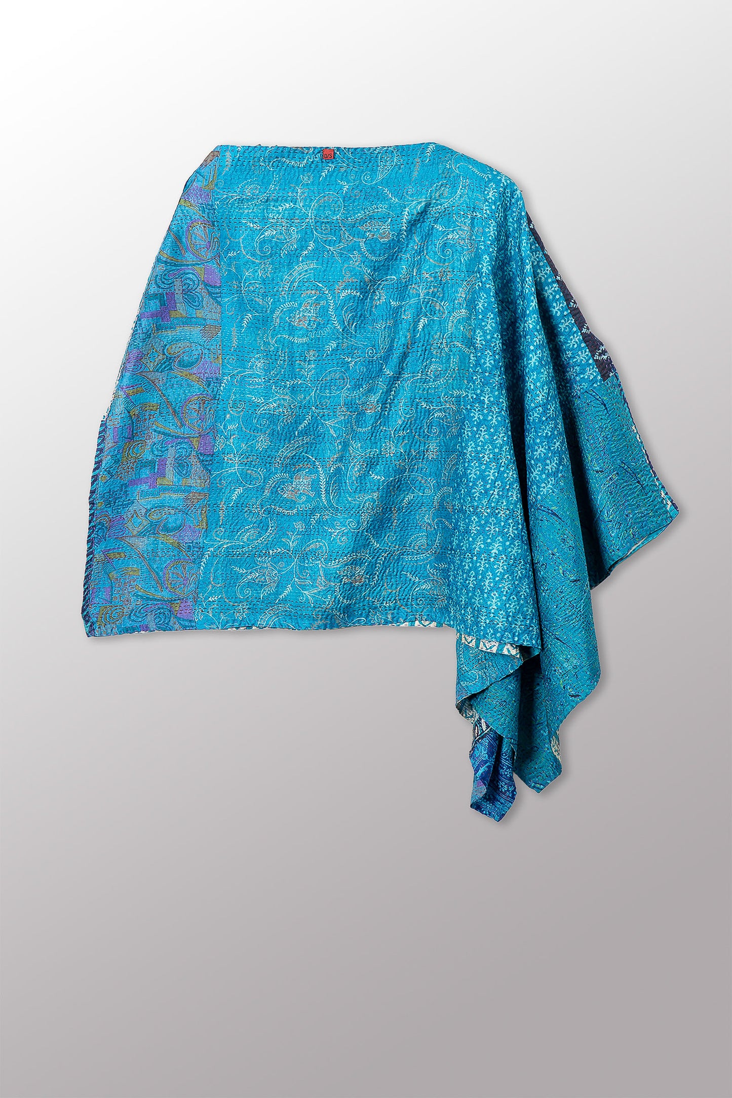 VINTAGE SILK KANTHA LONG CAPE - sv2841-0003a -