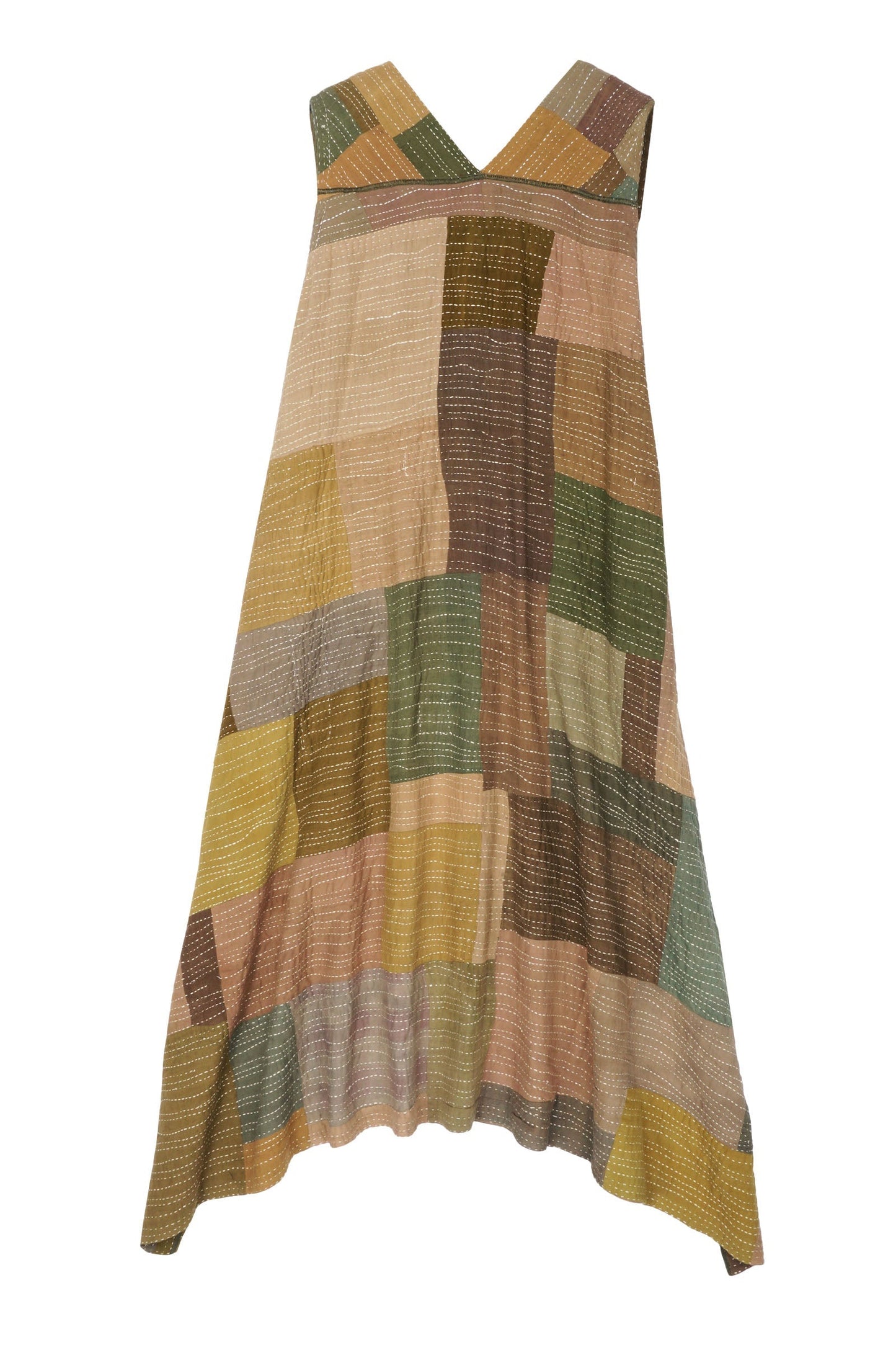 SOLID PATCH KANTHA TENT DRESS - ps2413-ntl -