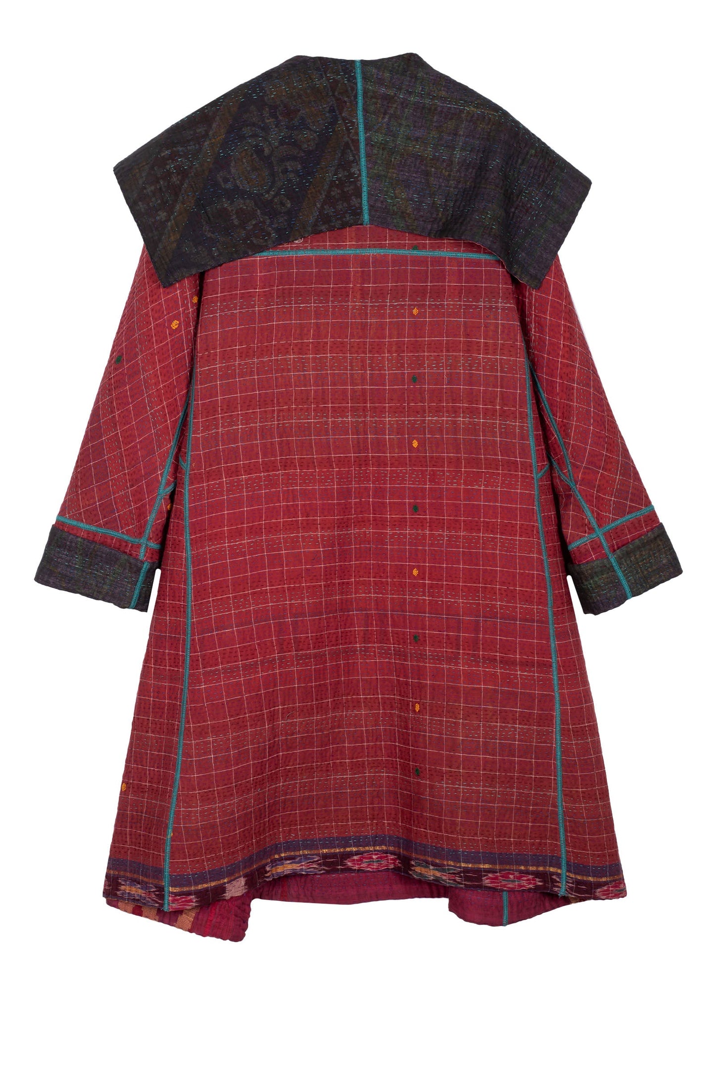 WOVEN VINTAGE COTTON KANTHA A-LINE COAT - fw4309-5001a -