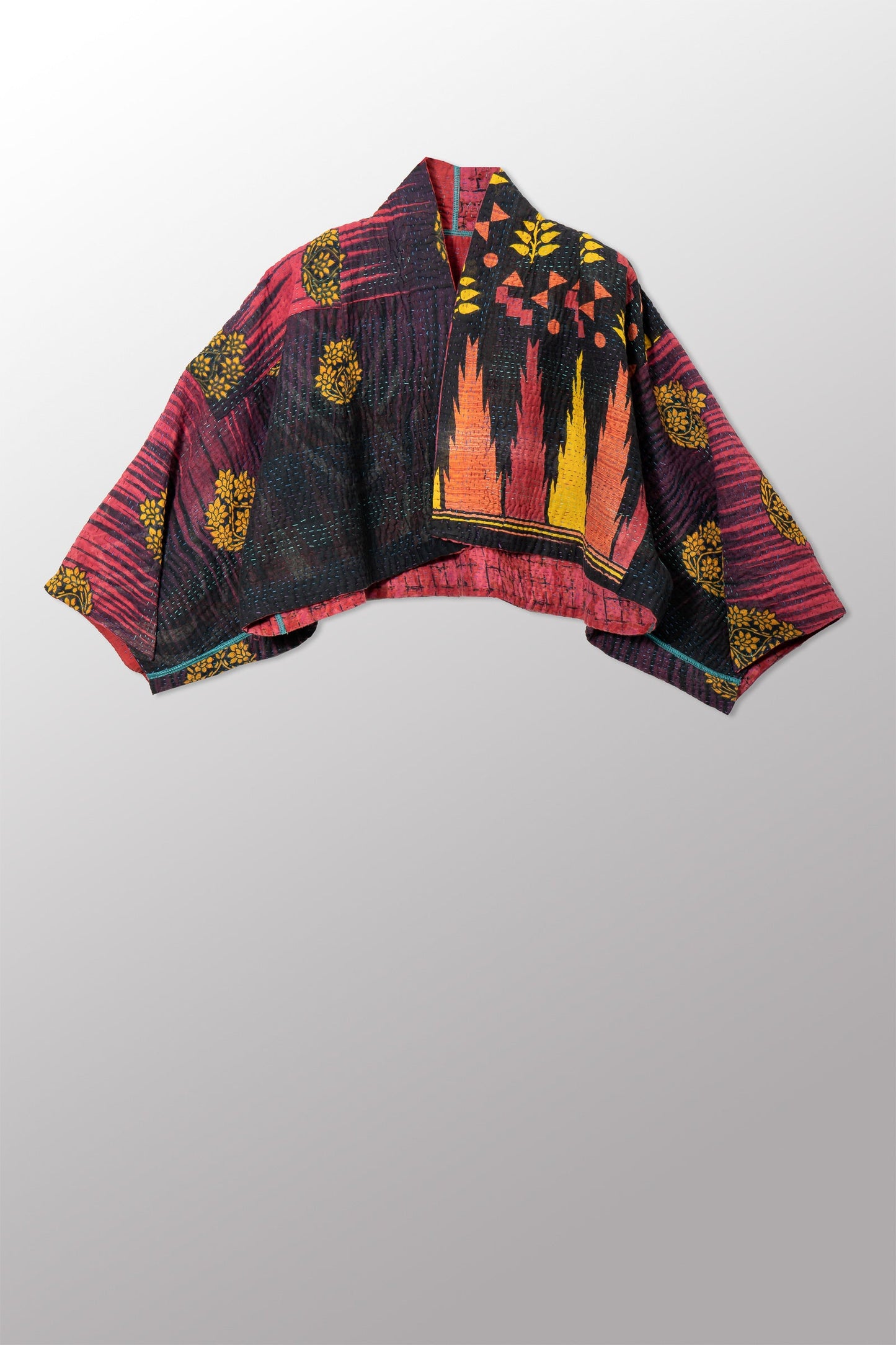 VINTAGE COTTON KANTHA PUFF SLV. SHRUG - cv4062-0052a -