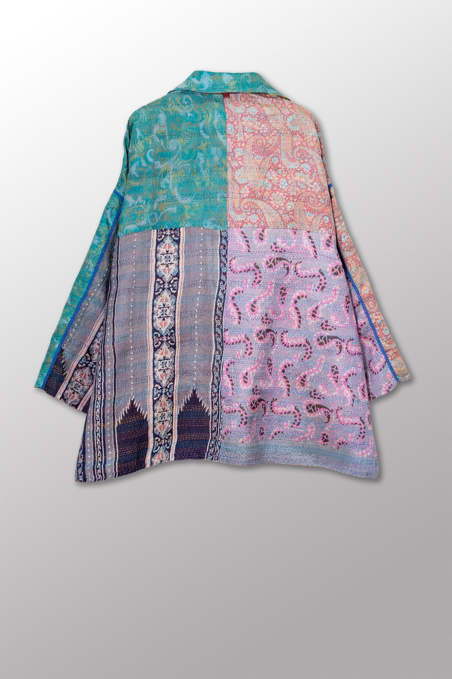 VINTAGE SILK KANTHA OVERSIZED MINI COAT - sv2332-0010a -