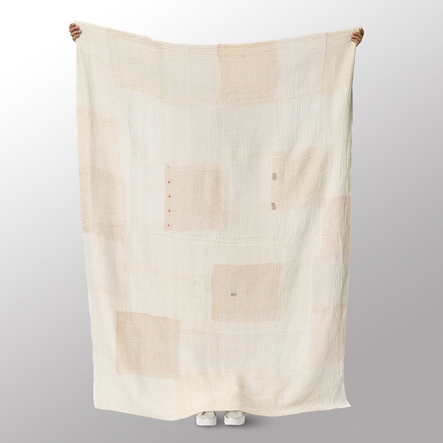 Ash Rose Fray Patch Kantha Quilt