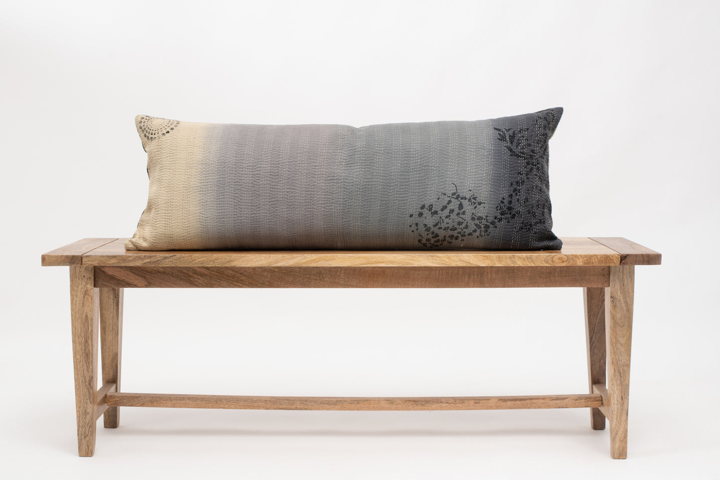 COTTON OMBRE HANDMADE KANTHA LUMBER PILLOW - YELLOW STONE