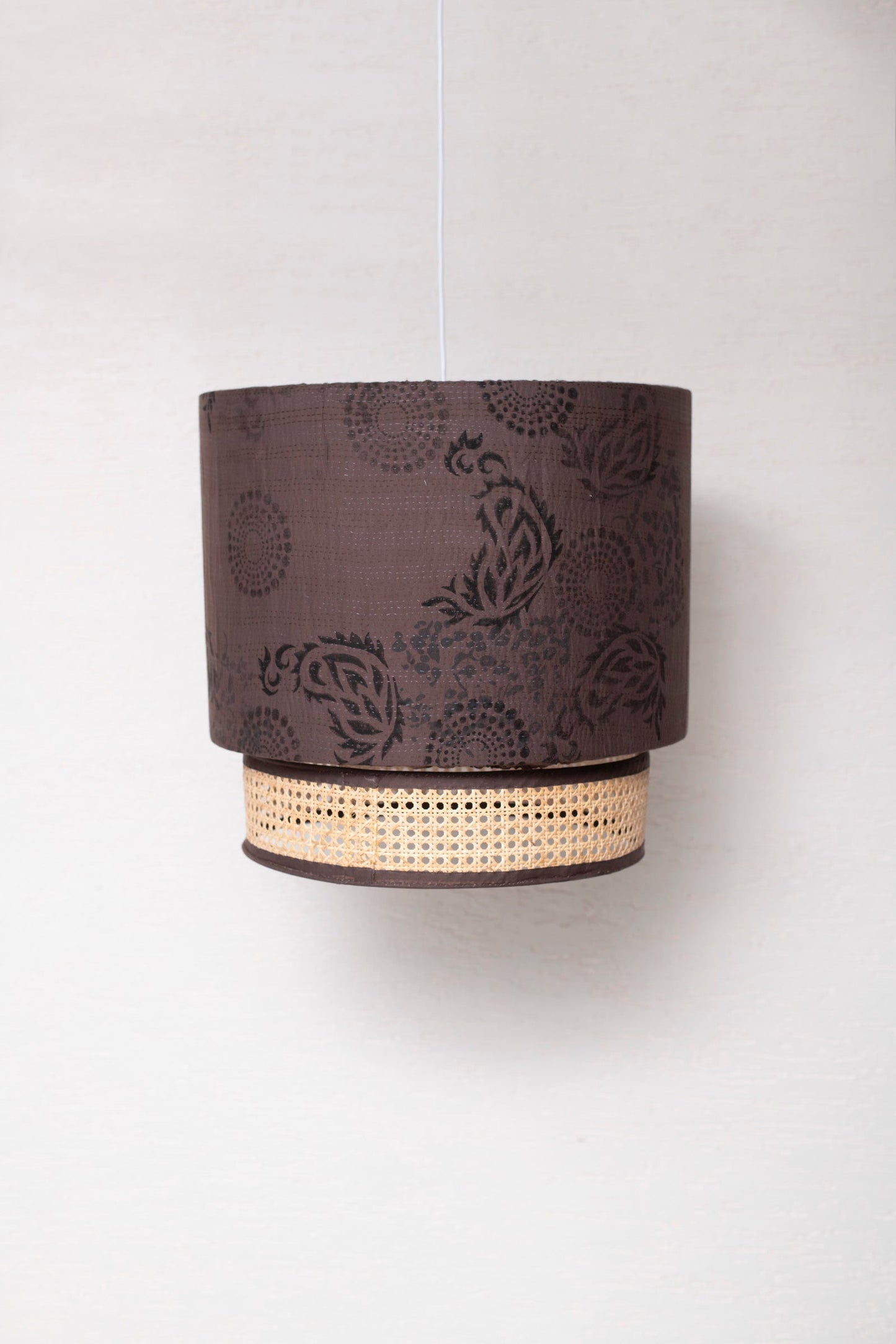 Chocolate Ombre Kantha Hanging Lamp brown