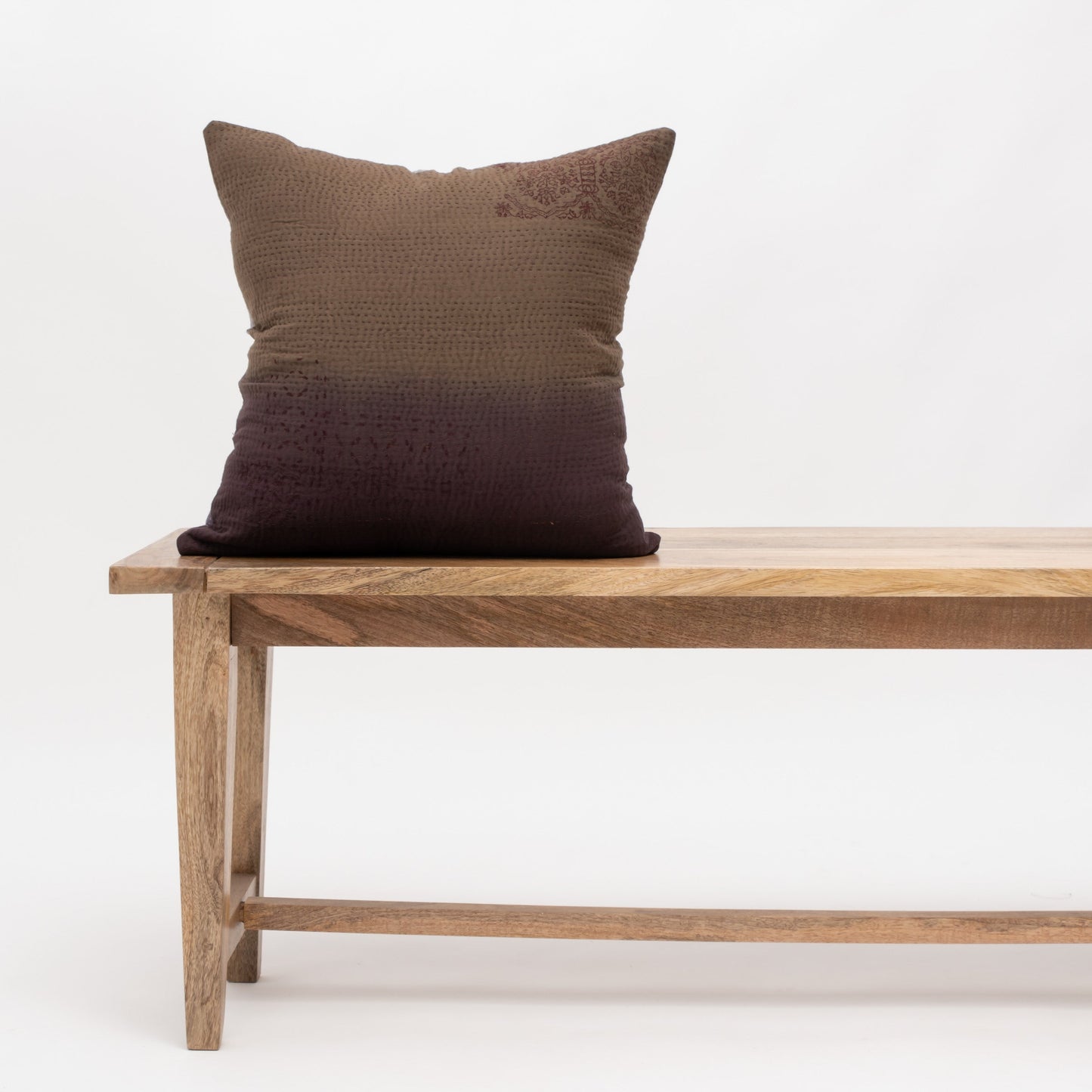 Cotton Ombre Handmade Vintage Kantha Pillow - Chocolate