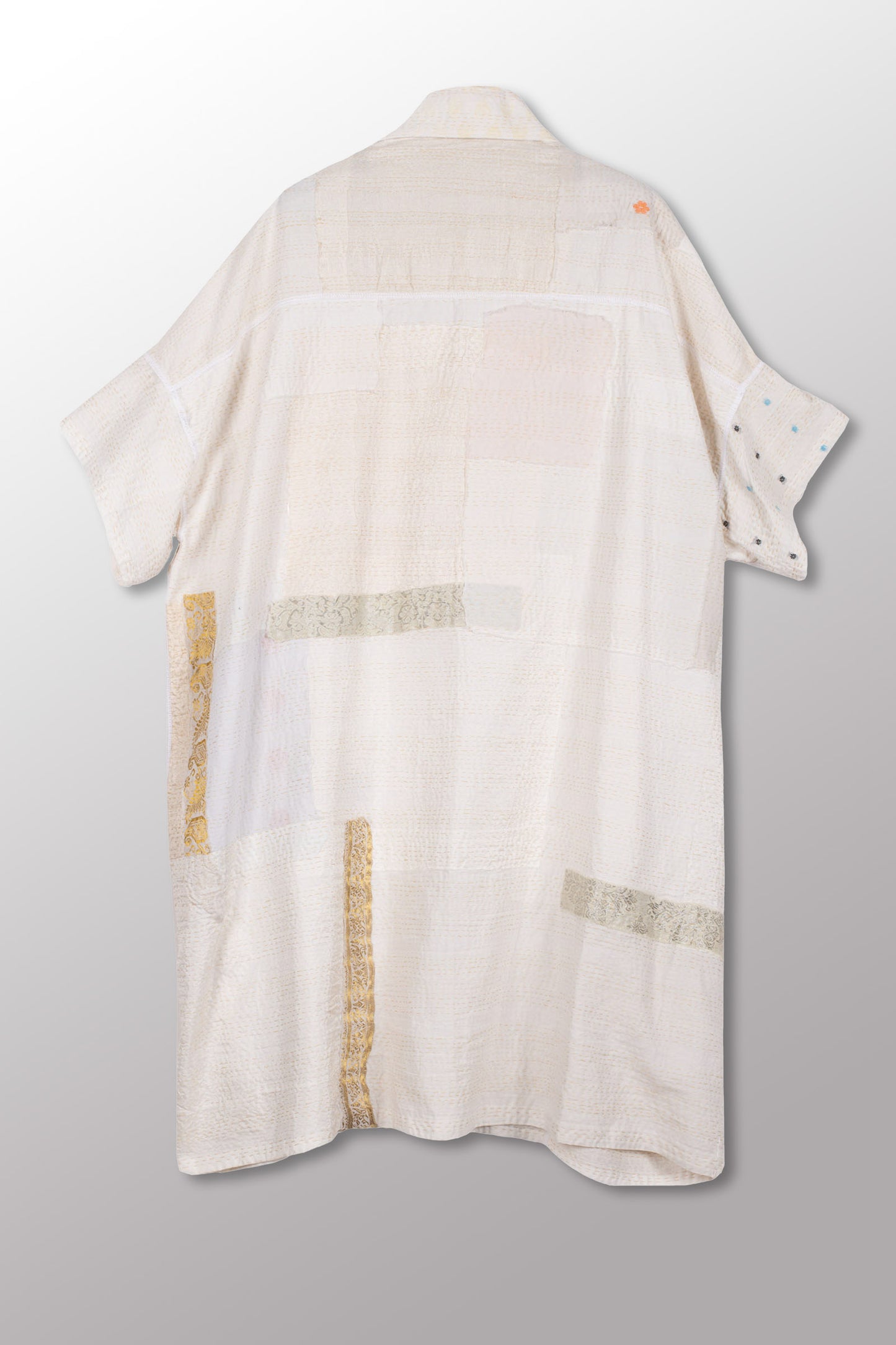 FRAYED PATCH KANTHA WIDE SHIRT DRESS - fi2448-ivy -
