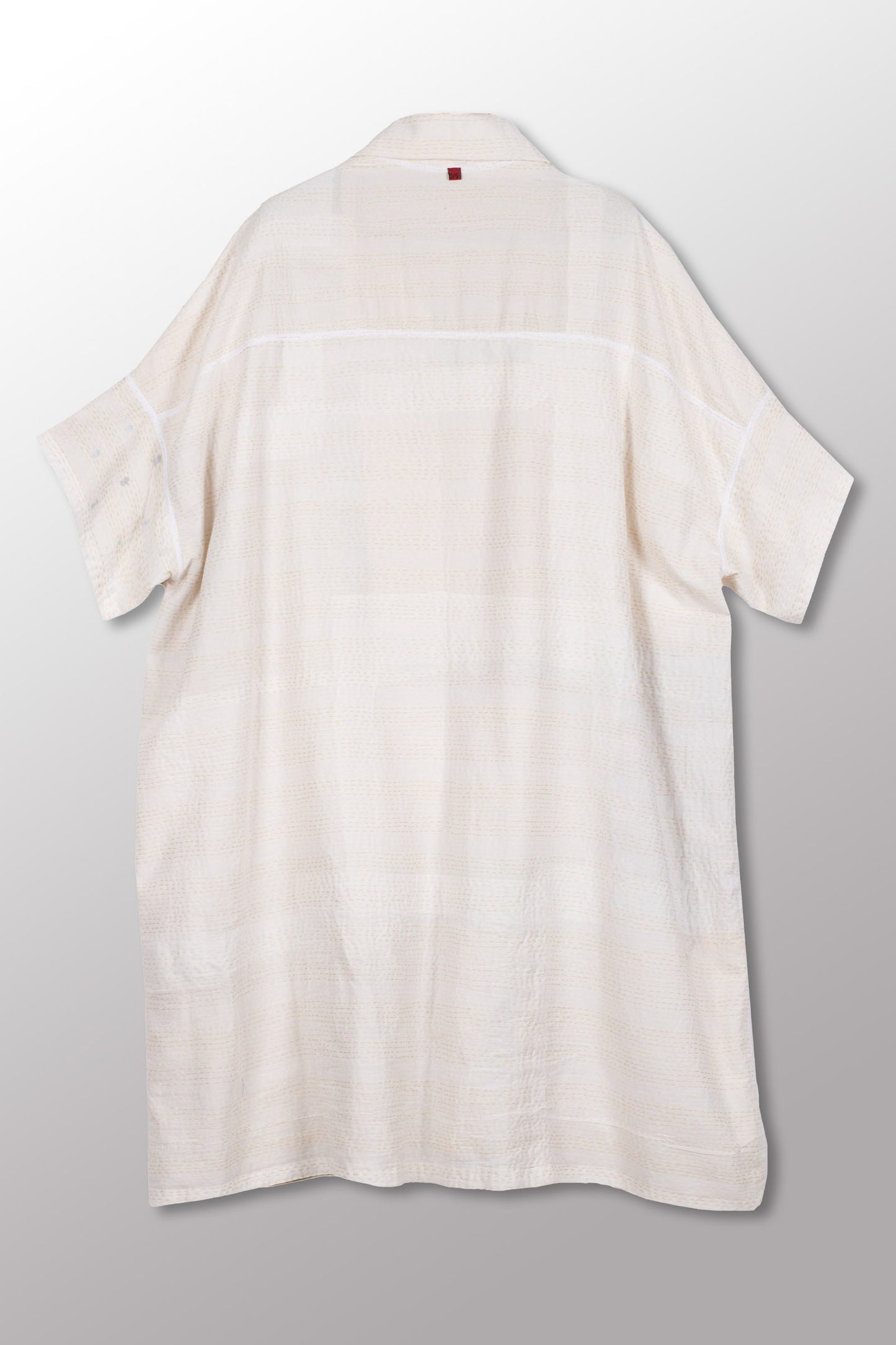 FRAYED PATCH KANTHA WIDE SHIRT DRESS - fi2448-ivy -