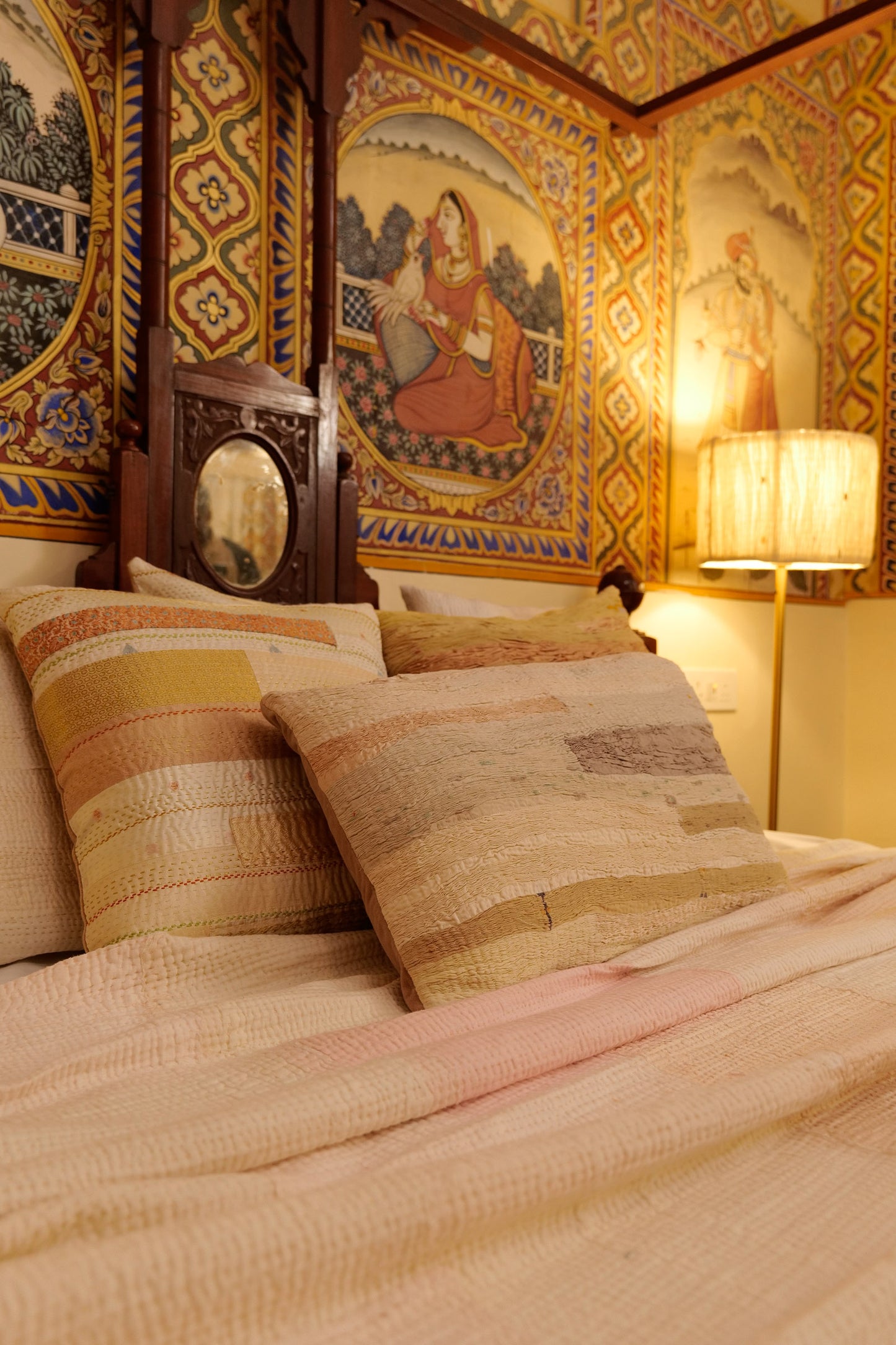New Dawn Saree Pleated ivory - Floor Lampshade