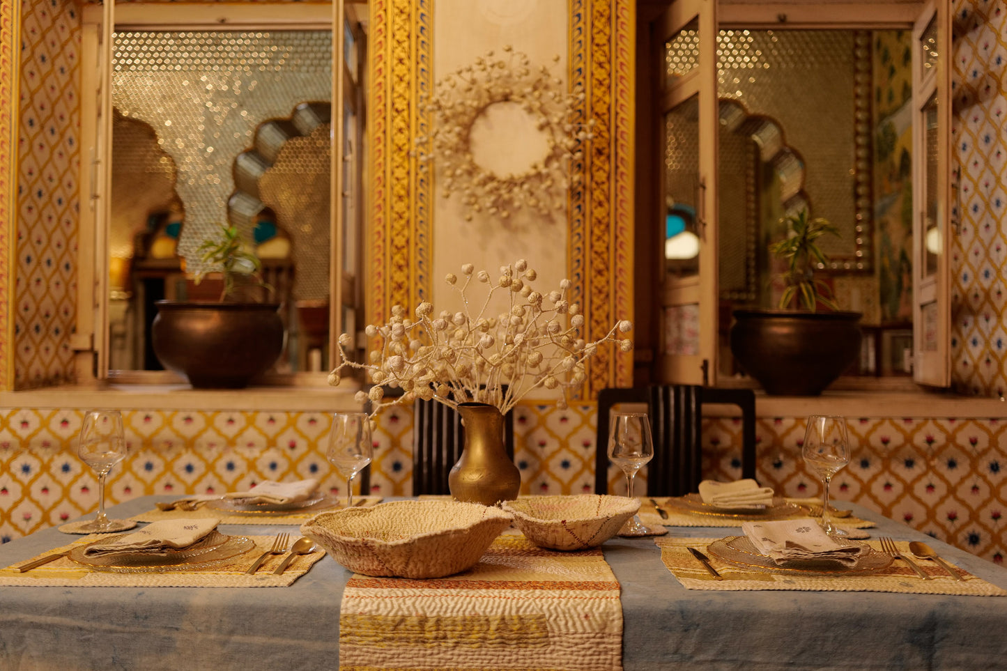 Ivory Bouquet (metallic kantha)