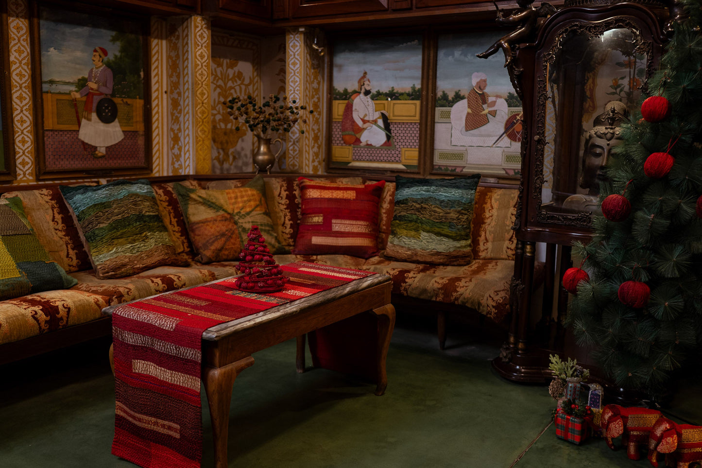 Christmas Ornament (metallic kantha) - Red