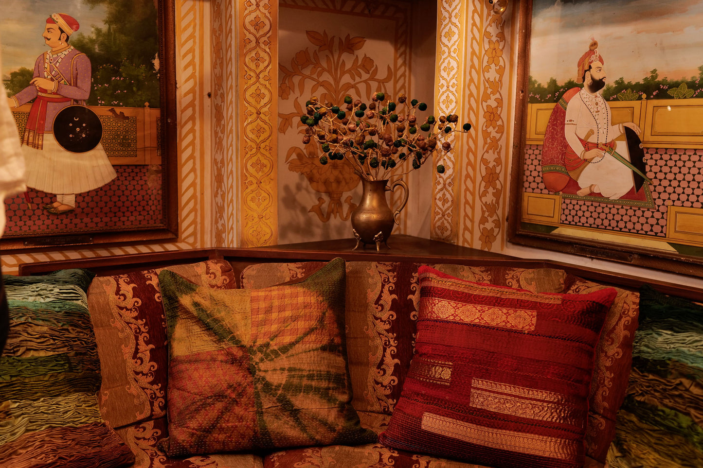 Red Jewel Striped Cushion