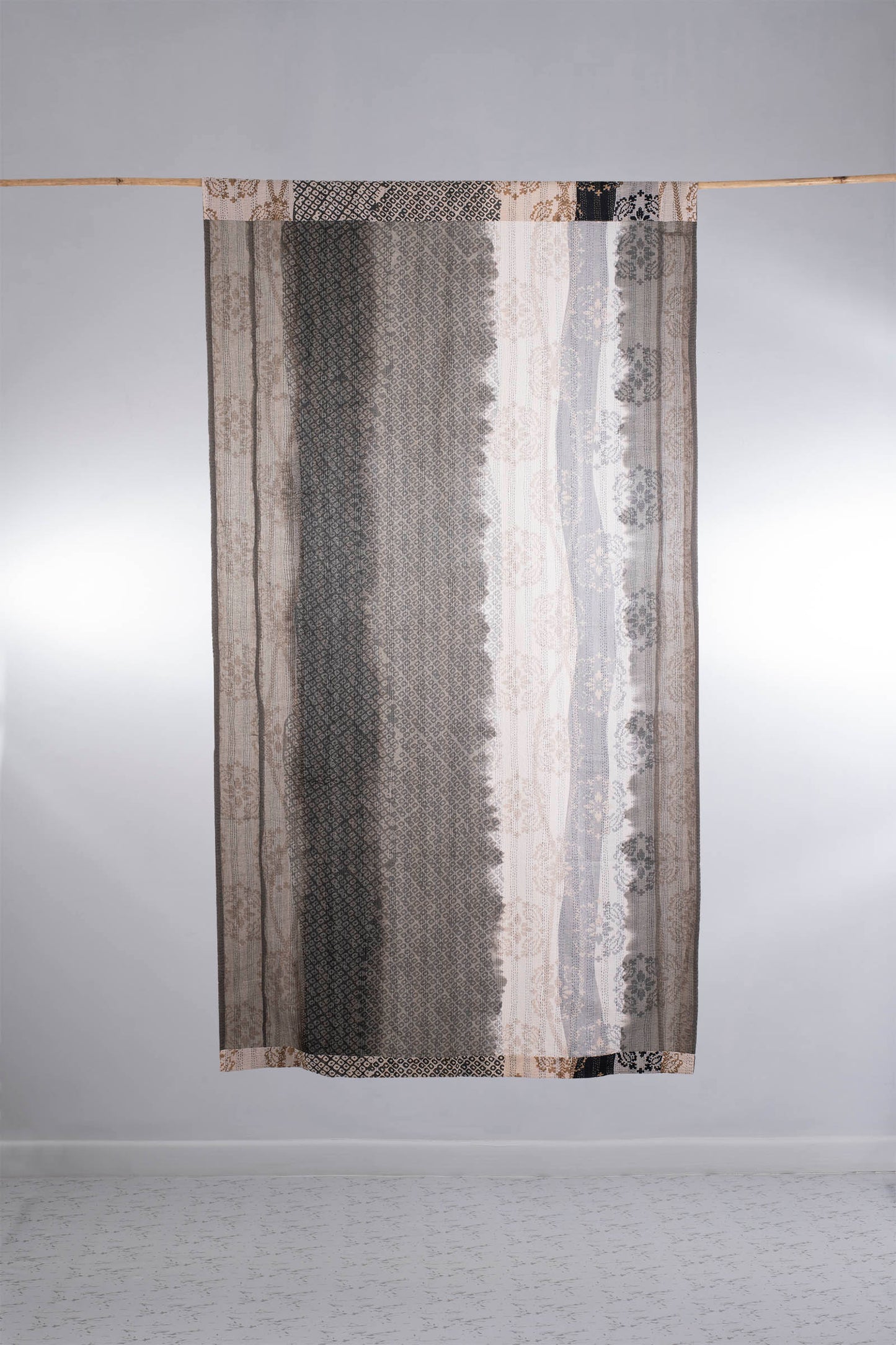 Ombre Kimono Backing with Vintage Kantha Curtain