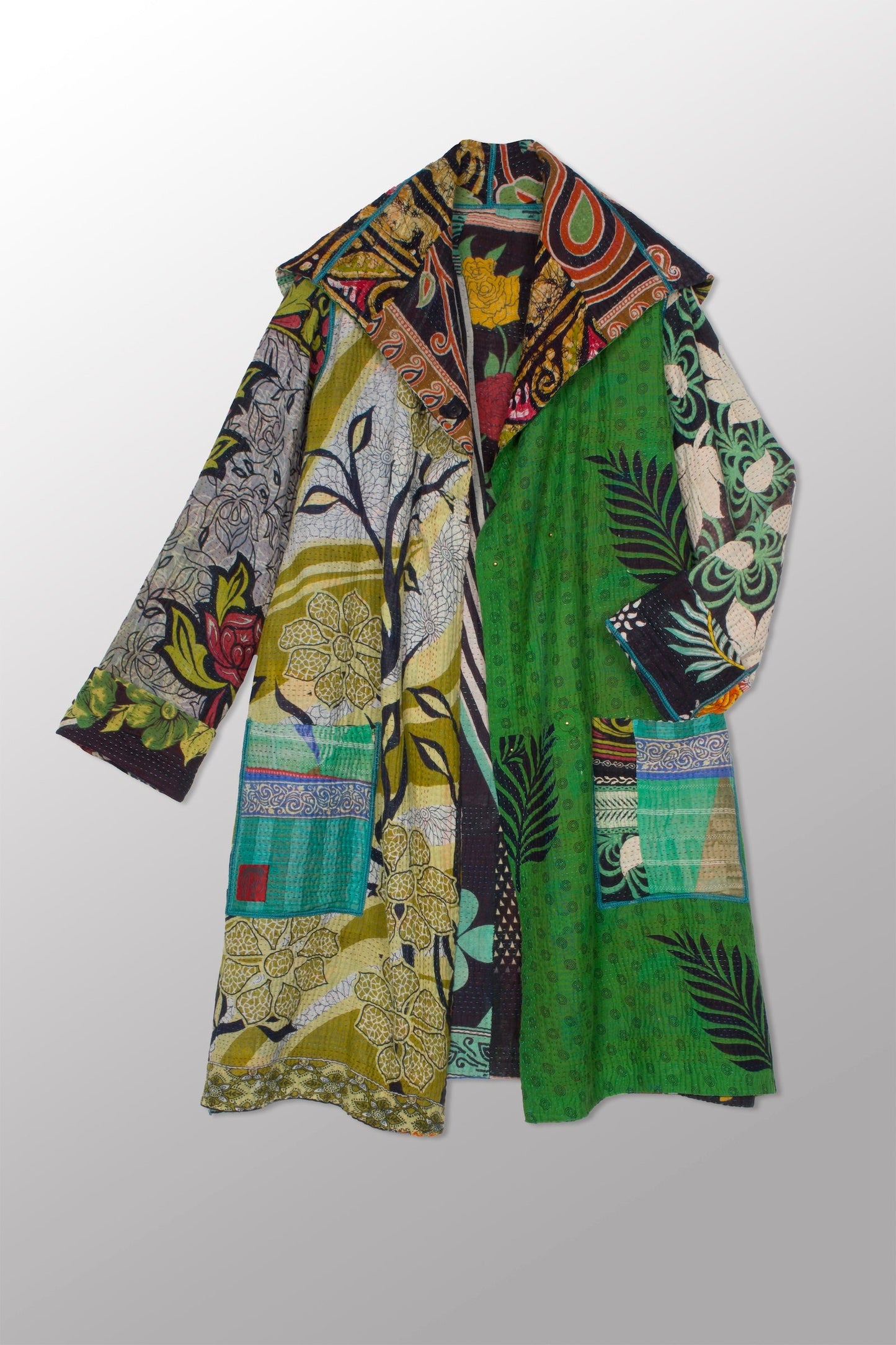 PUZZLE KANTHA POCKET MEDIUM COAT - pz4316-grn -