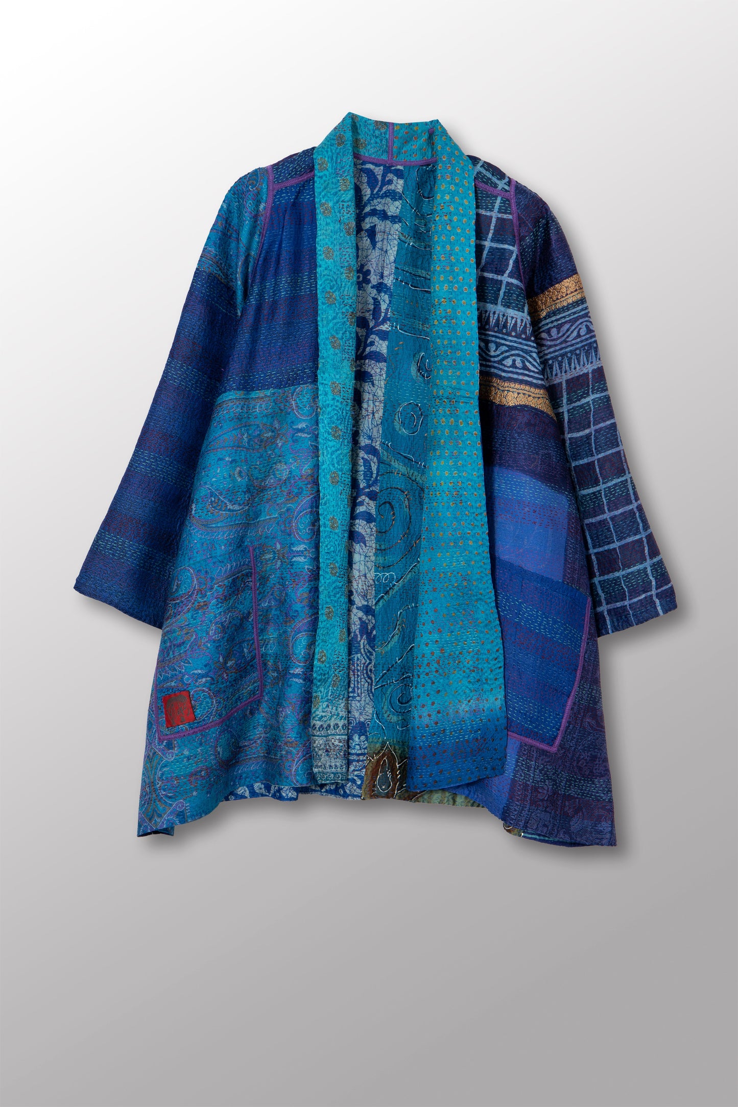 VINTAGE SILK KANTHA A-LINE JKT - sv2003-0395a -