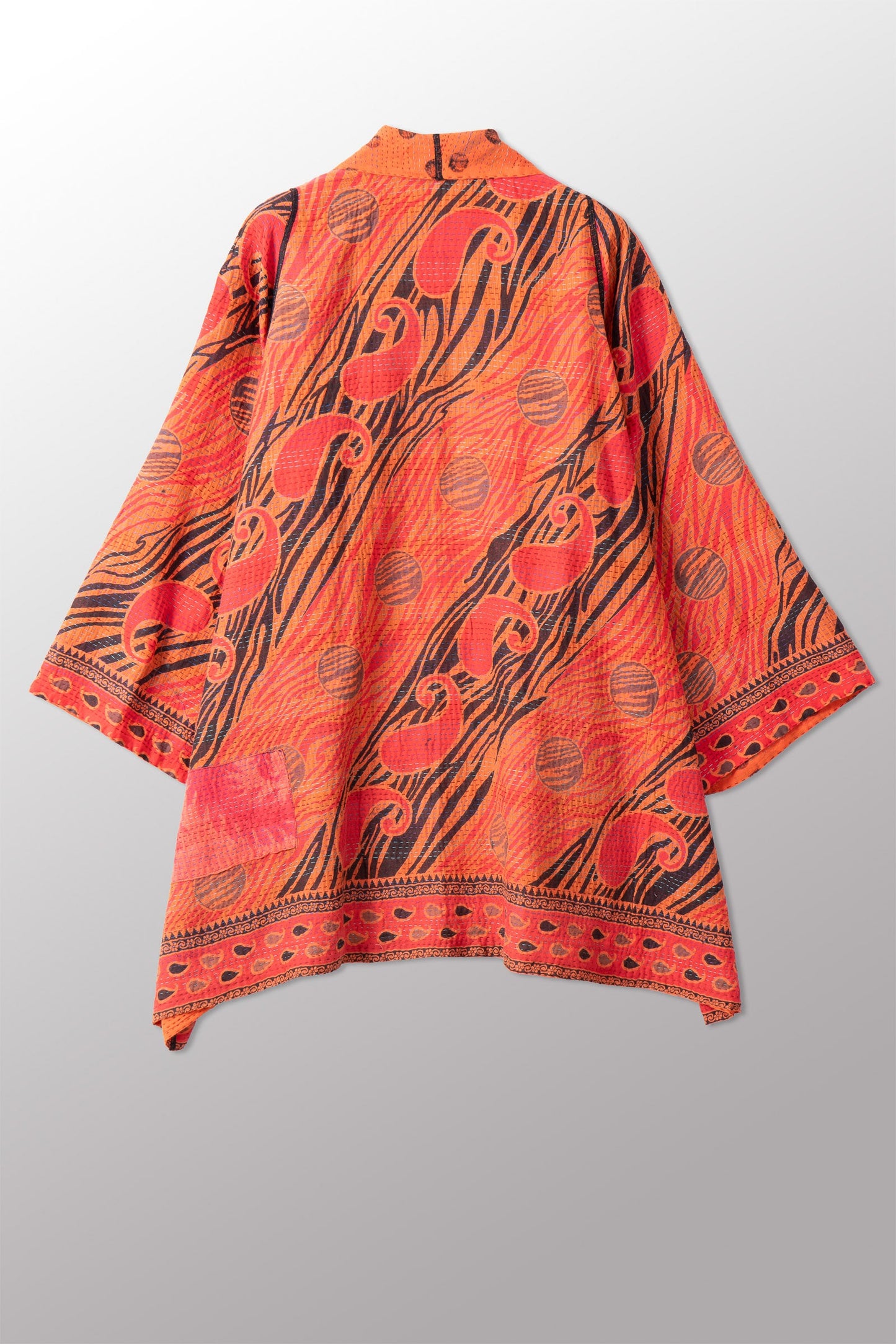 VINTAGE COTTON & NEW VOILE KANTHA A-LINE JKT - cn2003-0003a -