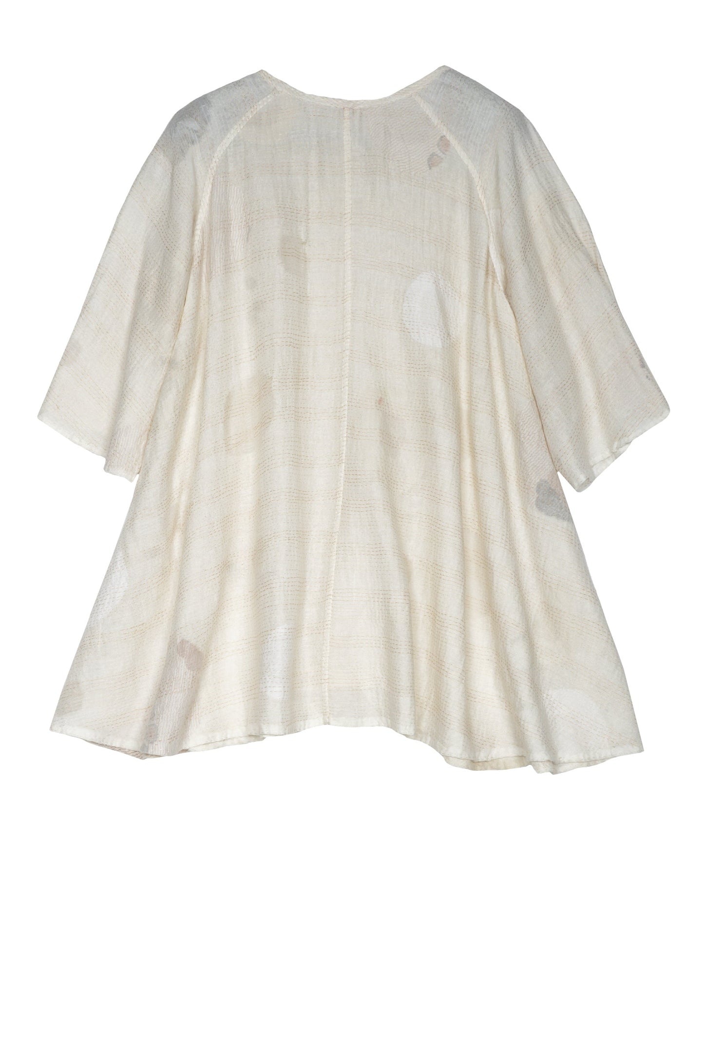 CUT THROUGH DOT AND HOLES KANTHA PUFF SLV. FLARE TOP - cd2543-ivy -