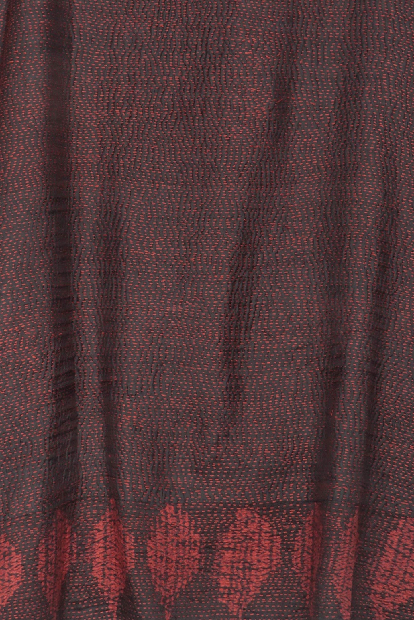 INDONESIAN PRINT & BORDER SHIBORI KANTHA DRAPED NECK TUNIC - ib2540-red -