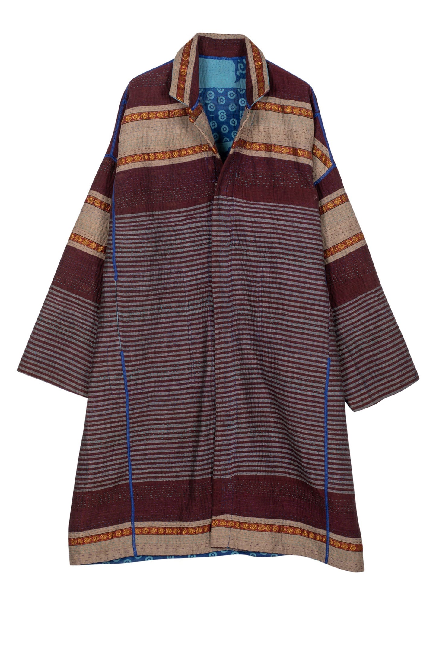 VINTAGE COTTON KANTHA OVERSIZED MEDIUM COAT - cv4331-5001a -