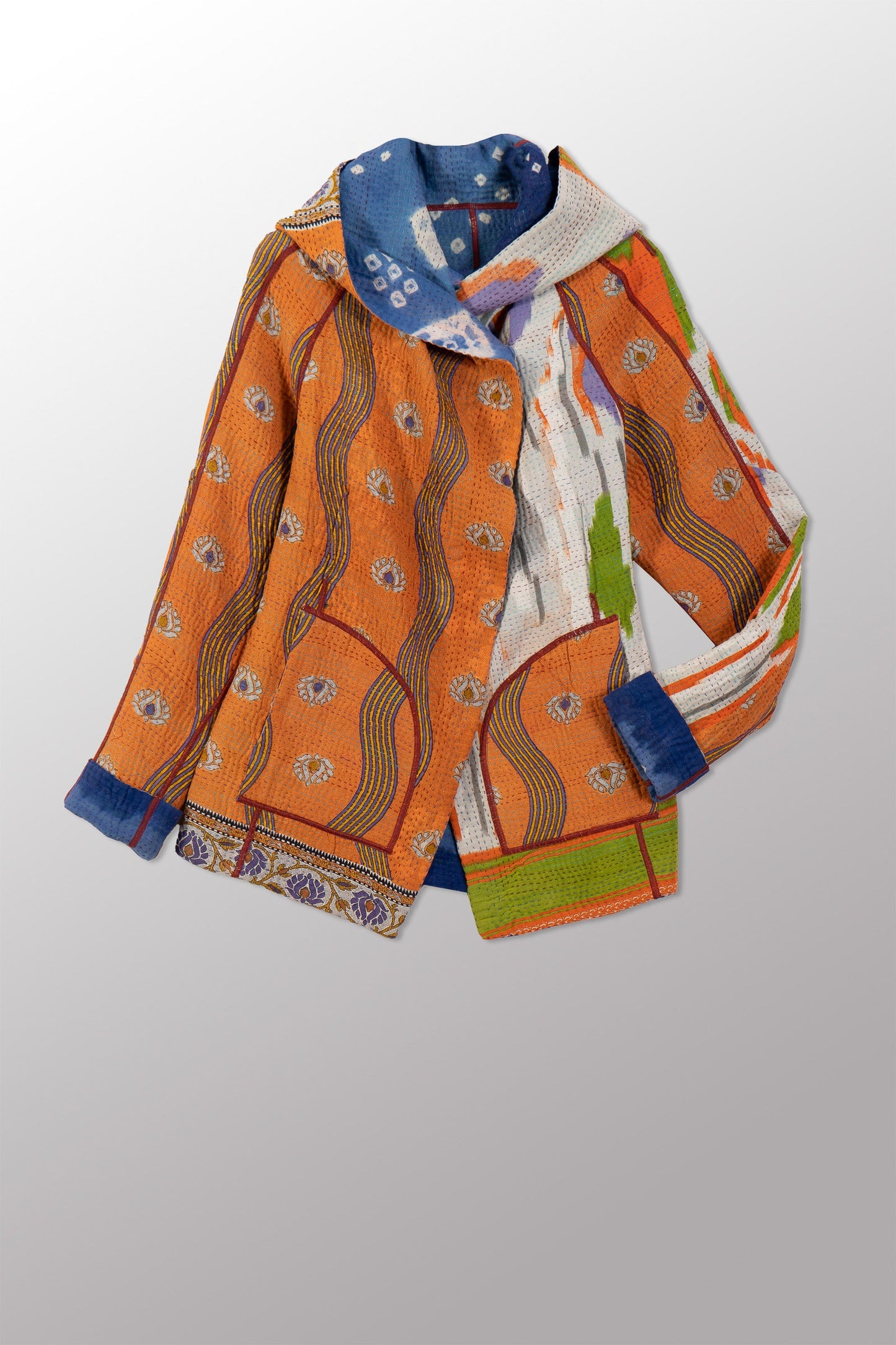 VINTAGE COTTON KANTHA HOODIE JKT - cv4036-0023m -