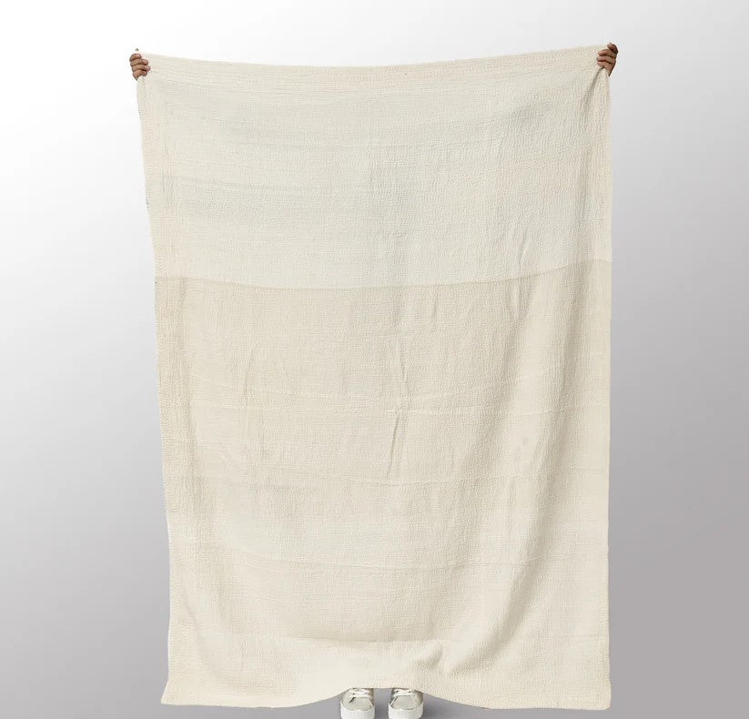 Jewels Stripe Patch Kantha Throw