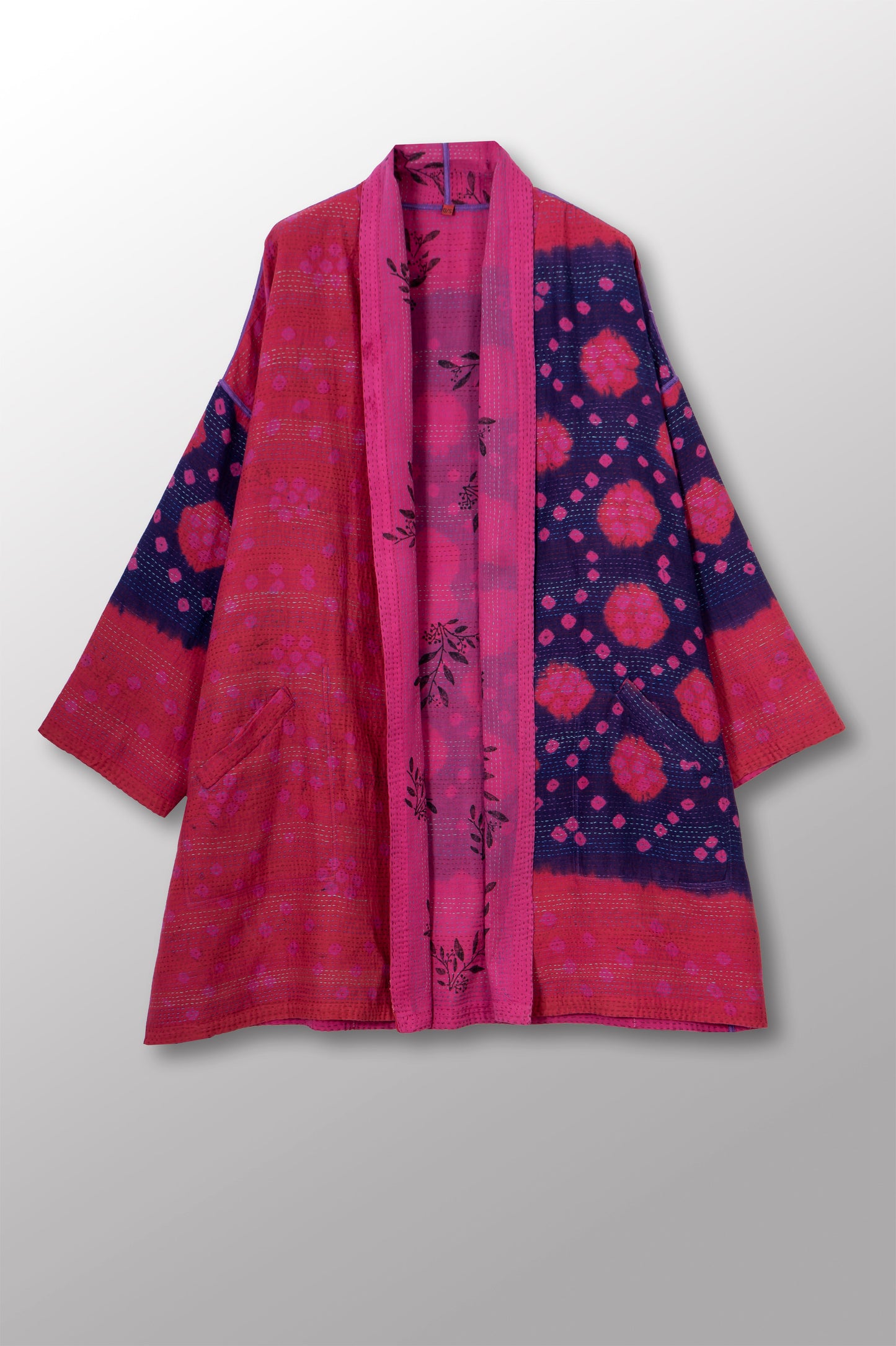 VINTAGE COTTON & NEW VOILE KANTHA HAORI JACKET - cn2068-0002a -