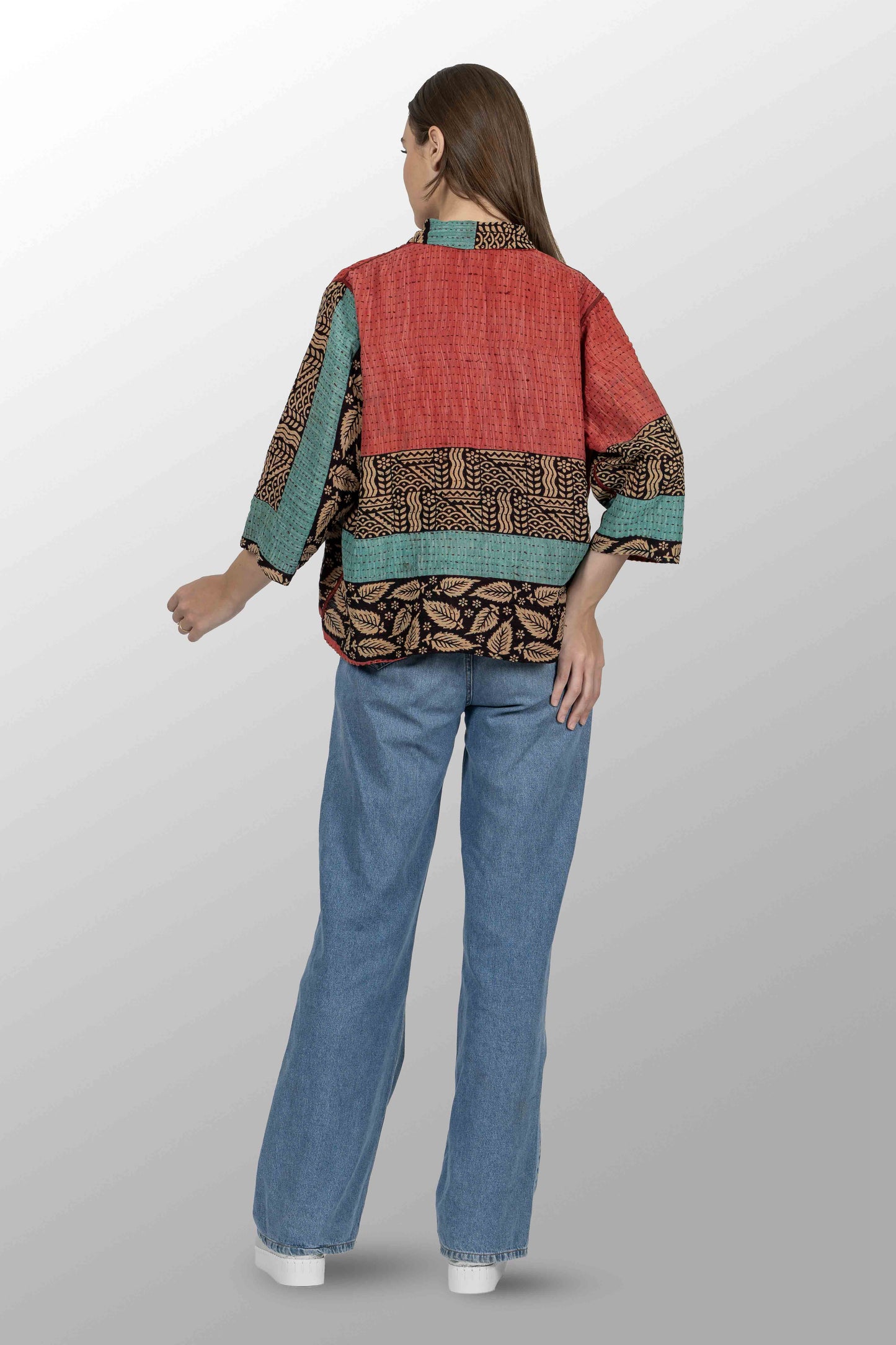 VINTAGE COTTON BBK KANTHA CLOPPED SHIRT - bl-bb2585-0001s -