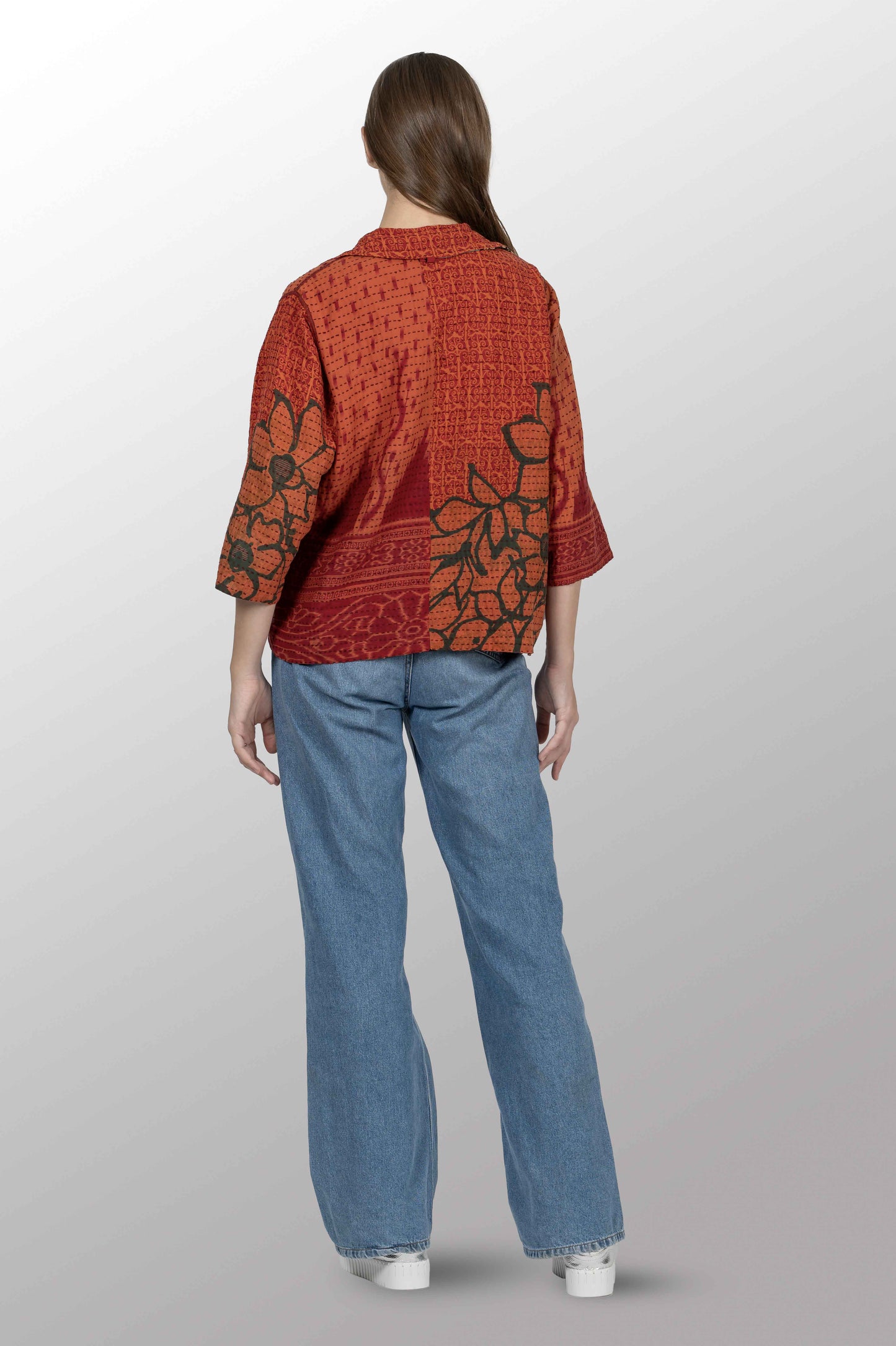 VINTAGE COTTON BBK KANTHA CLOPPED SHIRT - bl-bb2585-0001s -