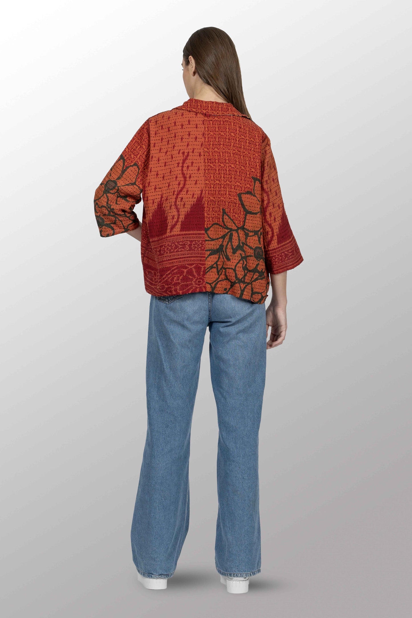 VINTAGE COTTON BBK KANTHA CLOPPED SHIRT - bl-bb2585-0001s -