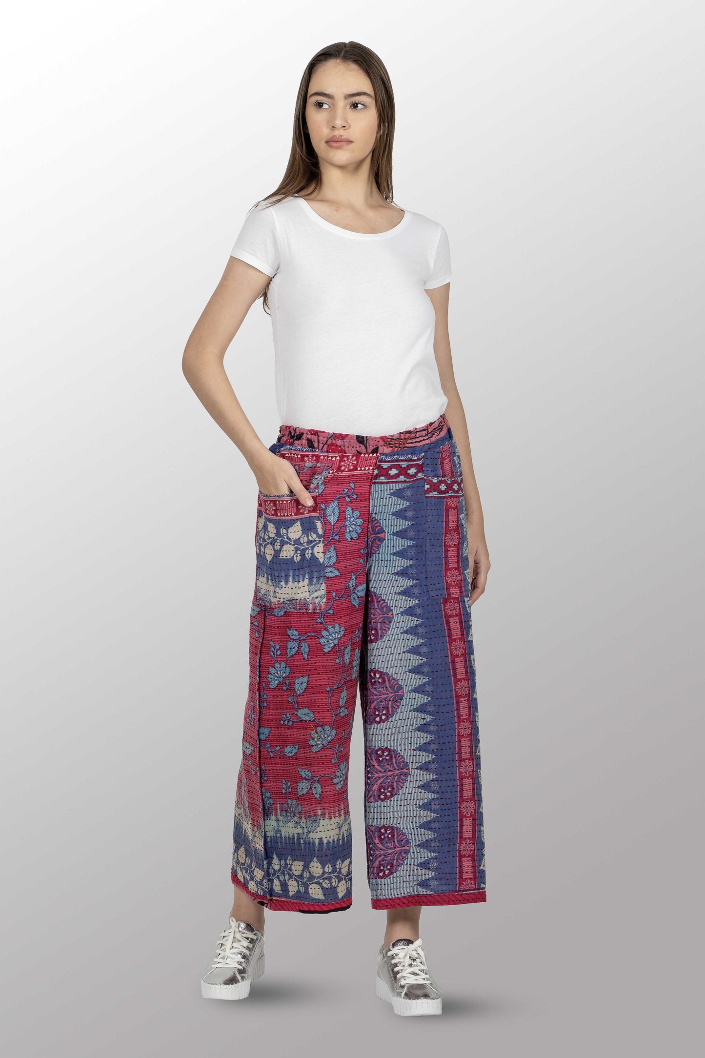 VINTAGE COTTON BBK KANTHA DRAW STRING PANTS - bl-bb2647-0001s -