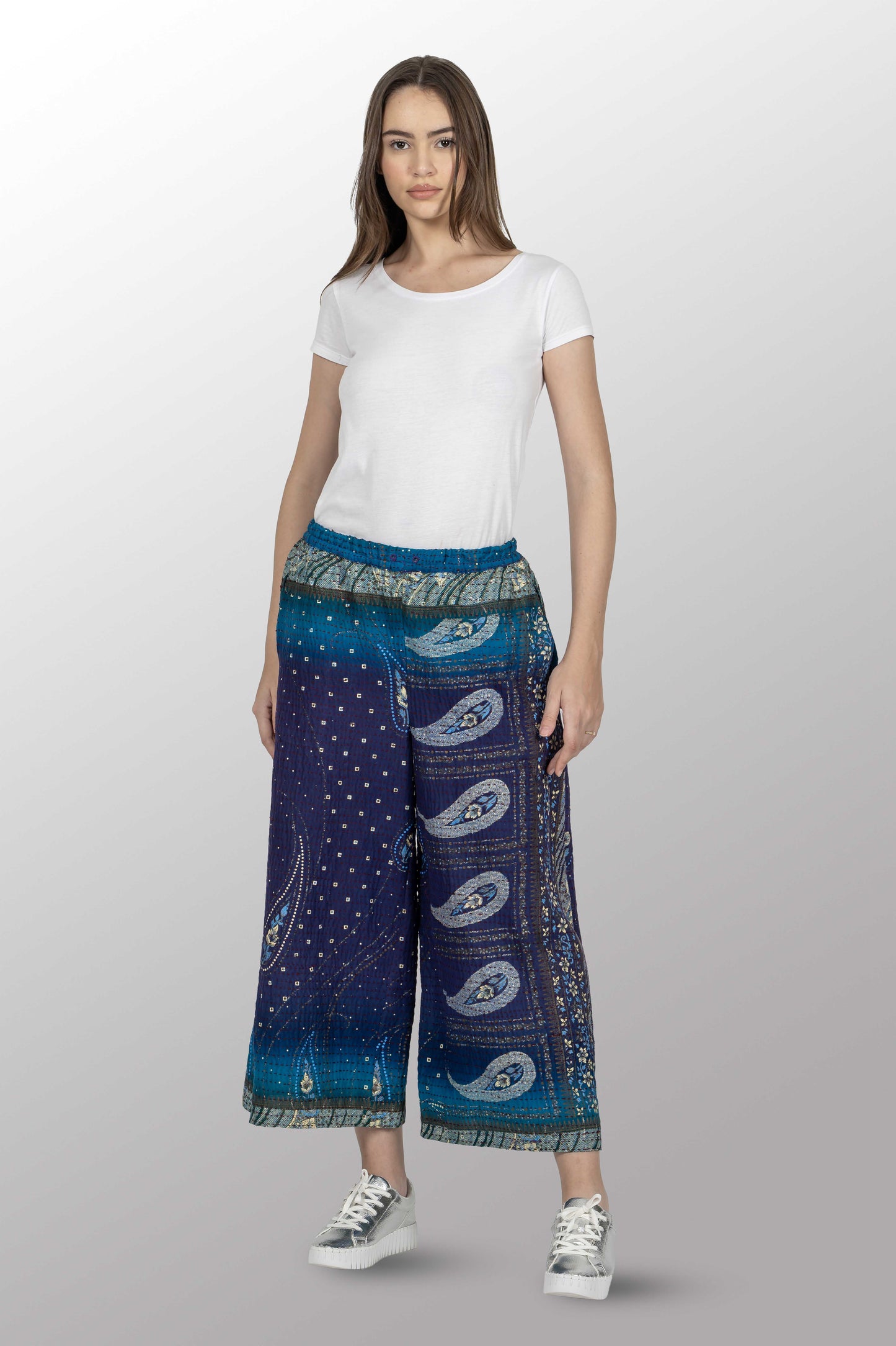VINTAGE COTTON BBK KANTHA DRAW STRING PANTS - bl-bb2647-0002m -
