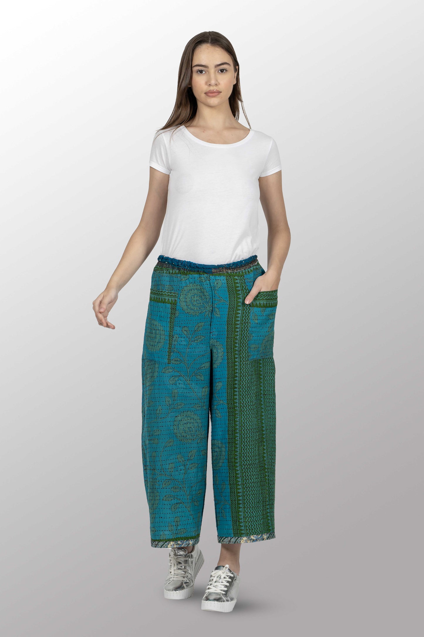 VINTAGE COTTON BBK KANTHA DRAW STRING PANTS - bl-bb2647-0002m -