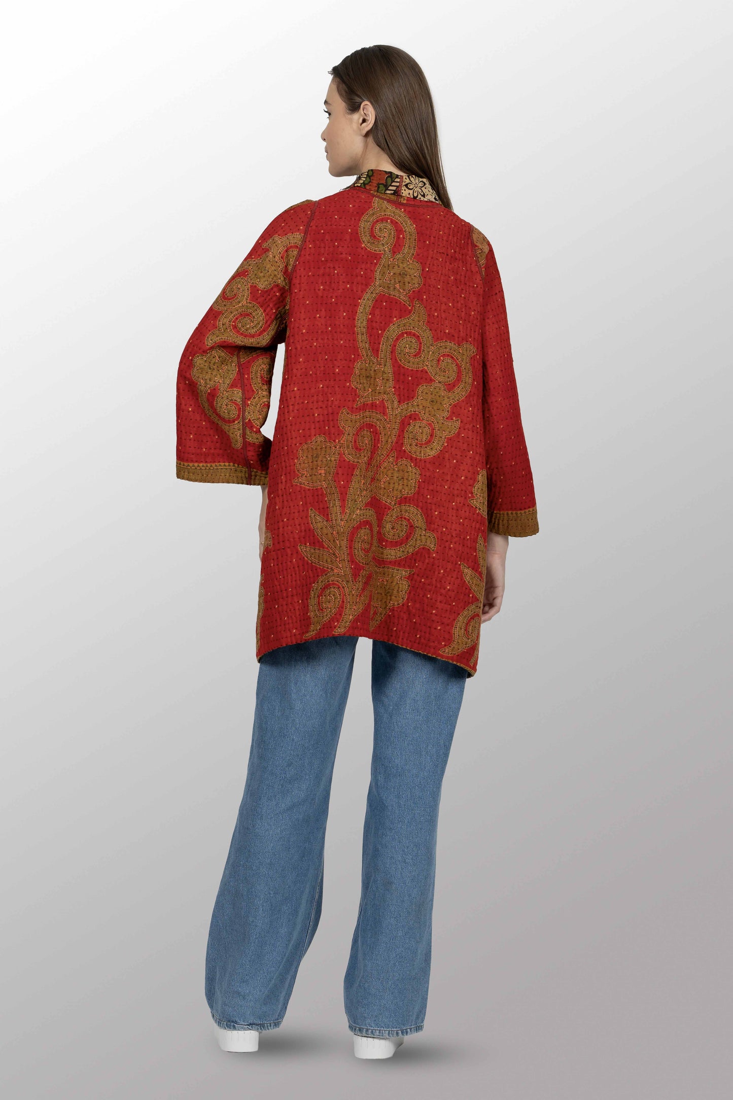 VINTAGE COTTON BBK KANTHA A-LINE JKT - bl-bb4003-0001a -