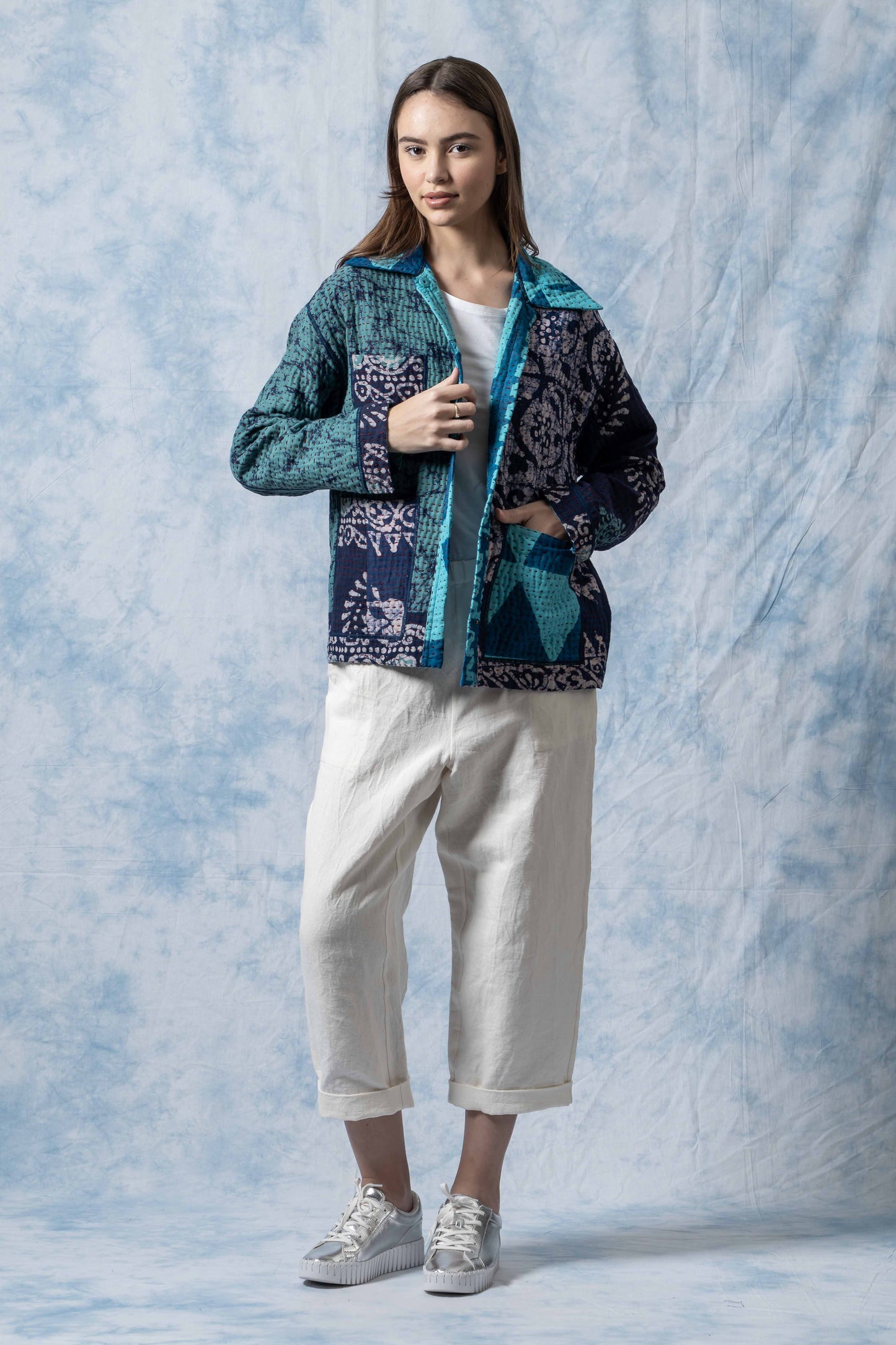 VINTAGE COTTON BBK KANTHA WORKERS JACKET - bl-bb4085-0001s -