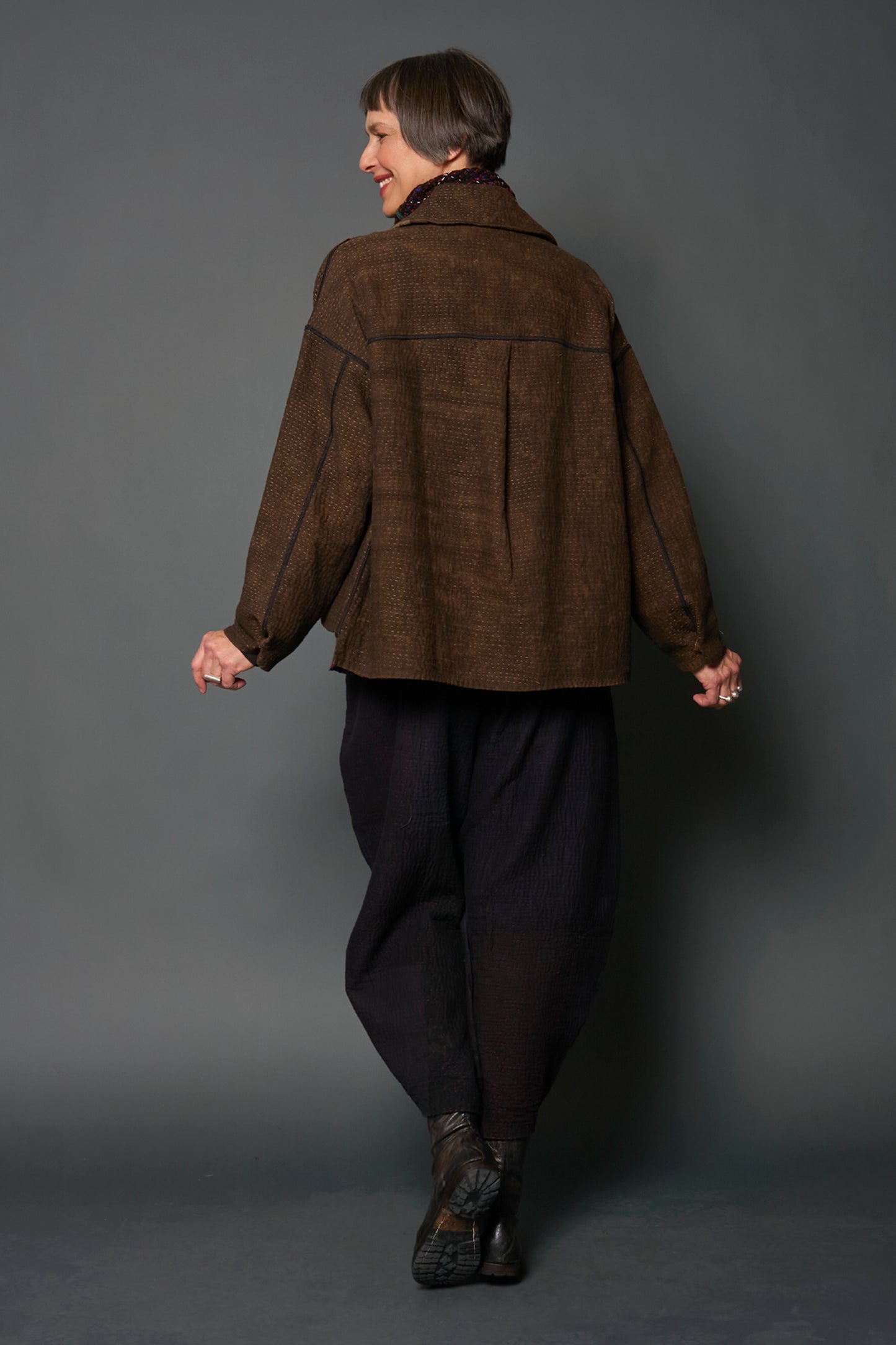 DENIM SUN-DYE KANTHA SIMPLE MEN'S JACKET - ds3072-blk -