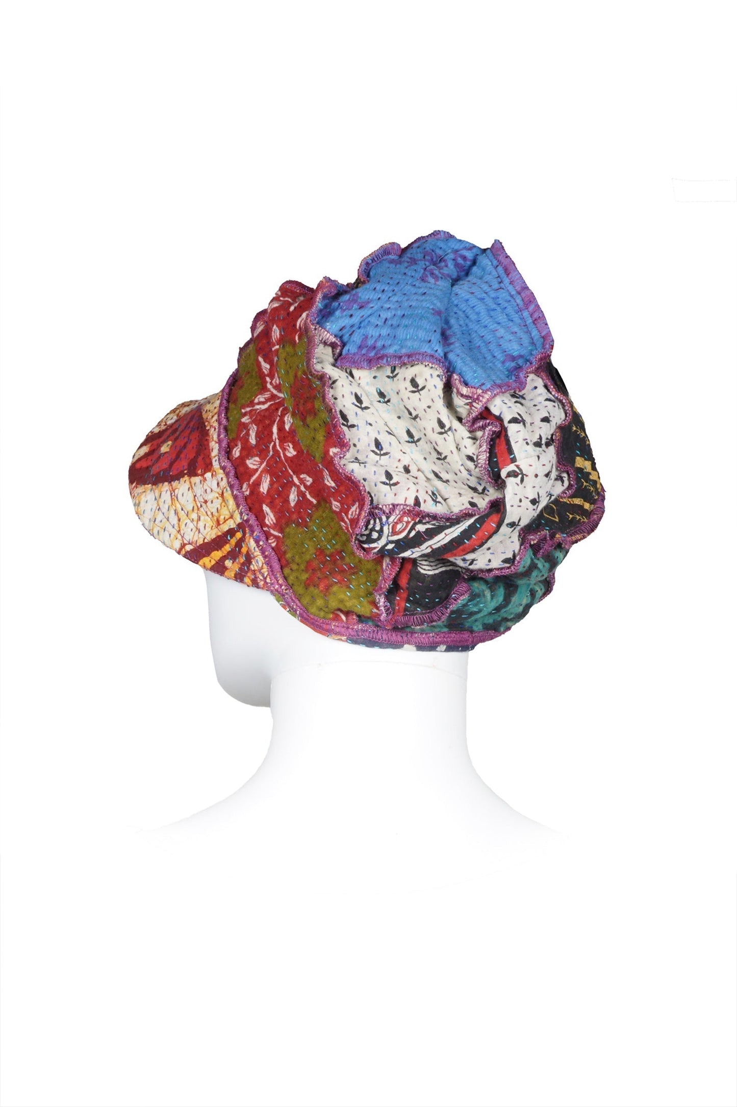 VINTAGE COTTON KANTHA HALF BRIM HAT - cv4881-mlt -