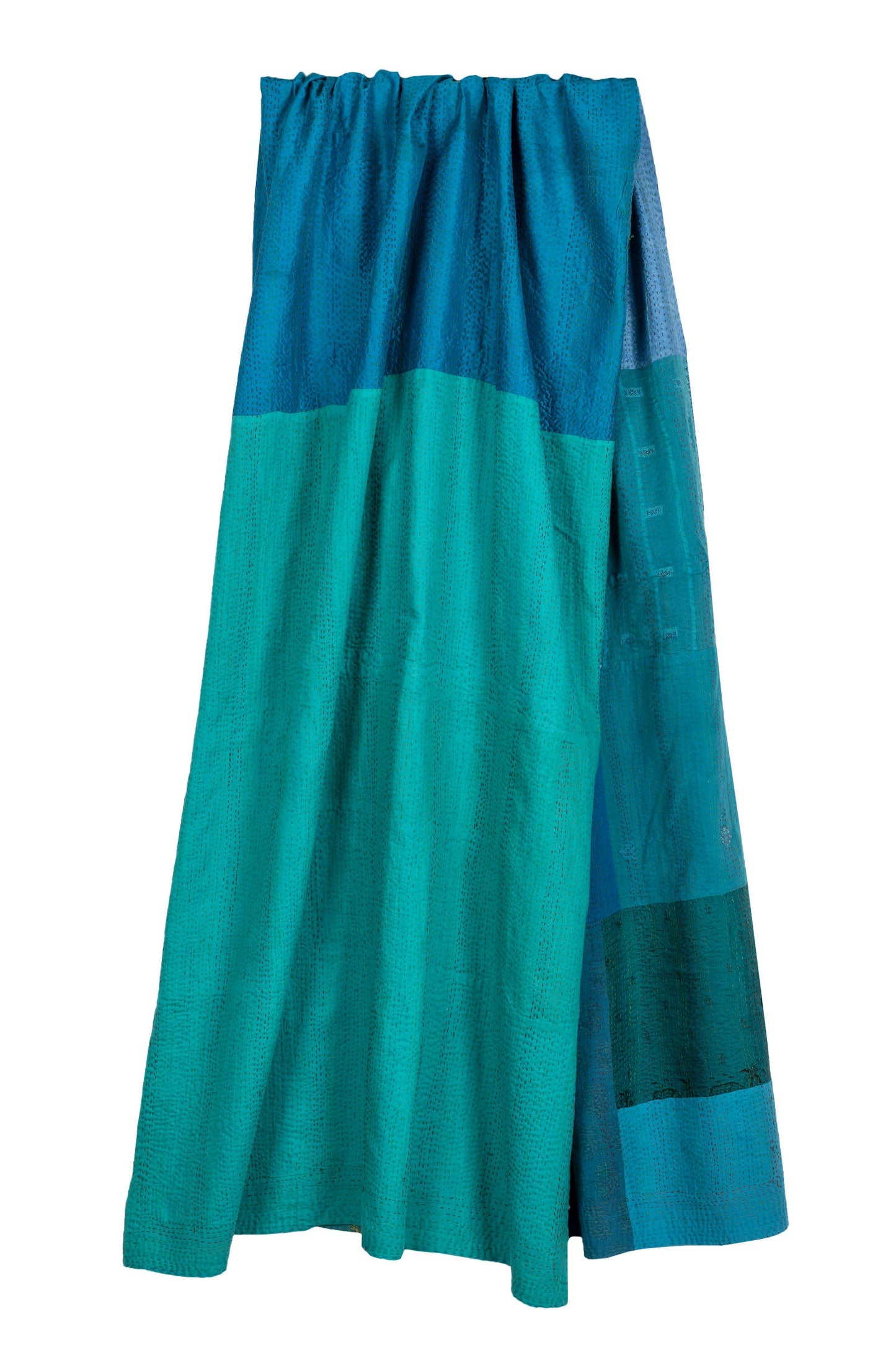 COTTON SILK SW PATCH KANTHA SHAWL LARGE - ws2803-tuq -