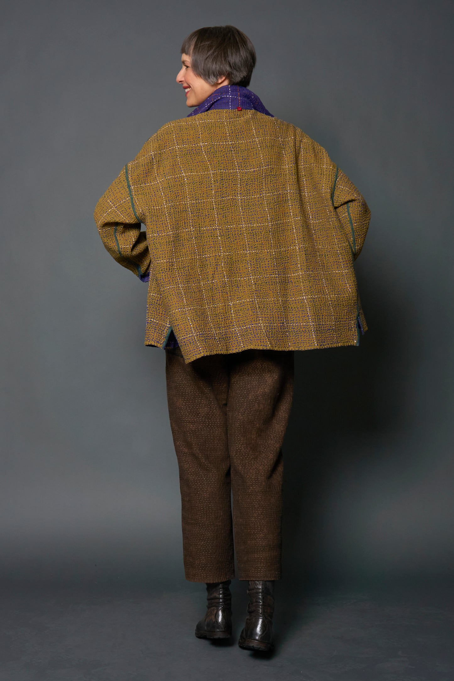 WOOL WAFFLE KANTHA POCKET CAMP SHIRT - ww3598-prp -