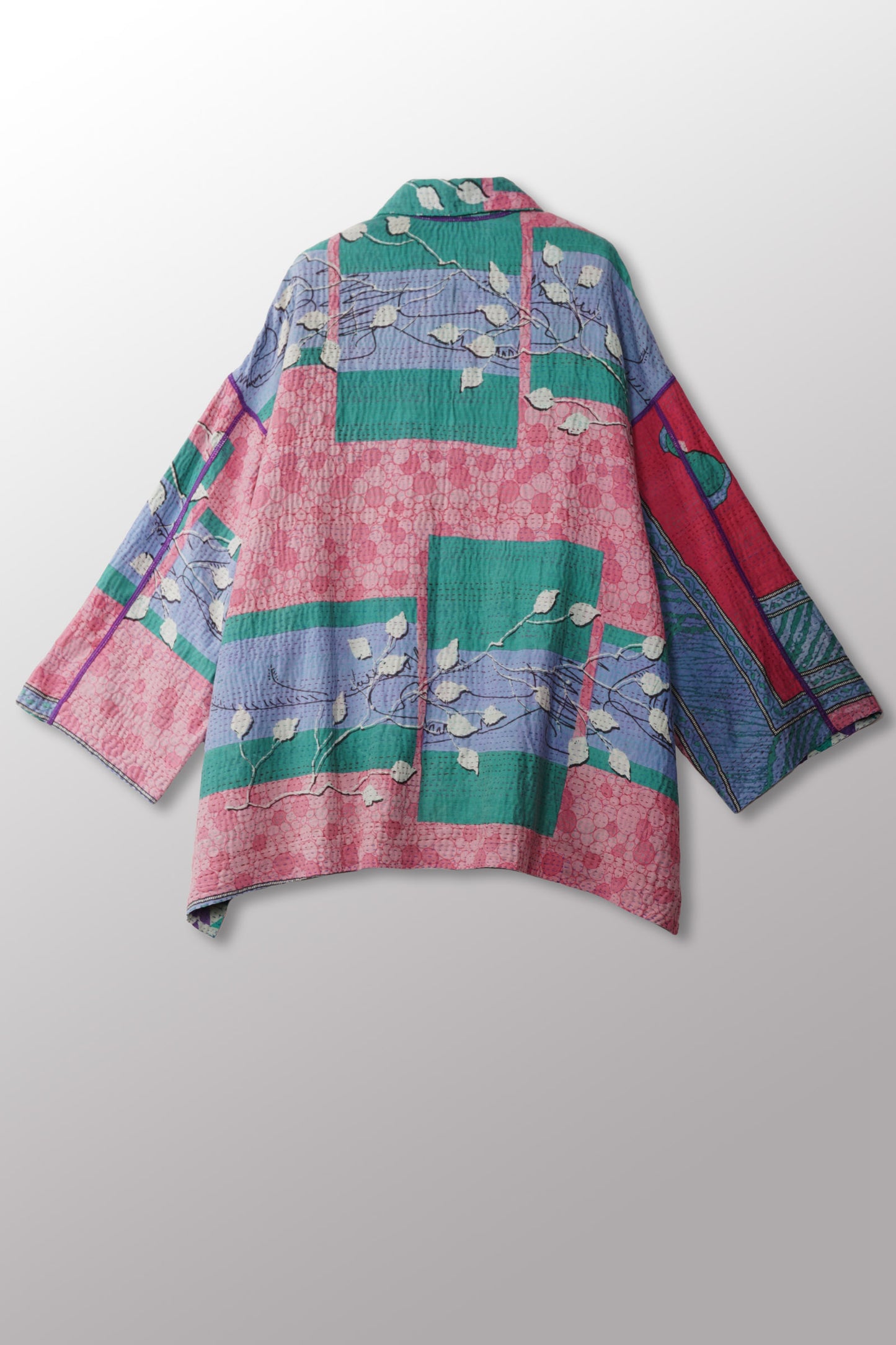 VINTAGE COTTON KANTHA OVERSIZED MINI COAT - cv2332-0003a -