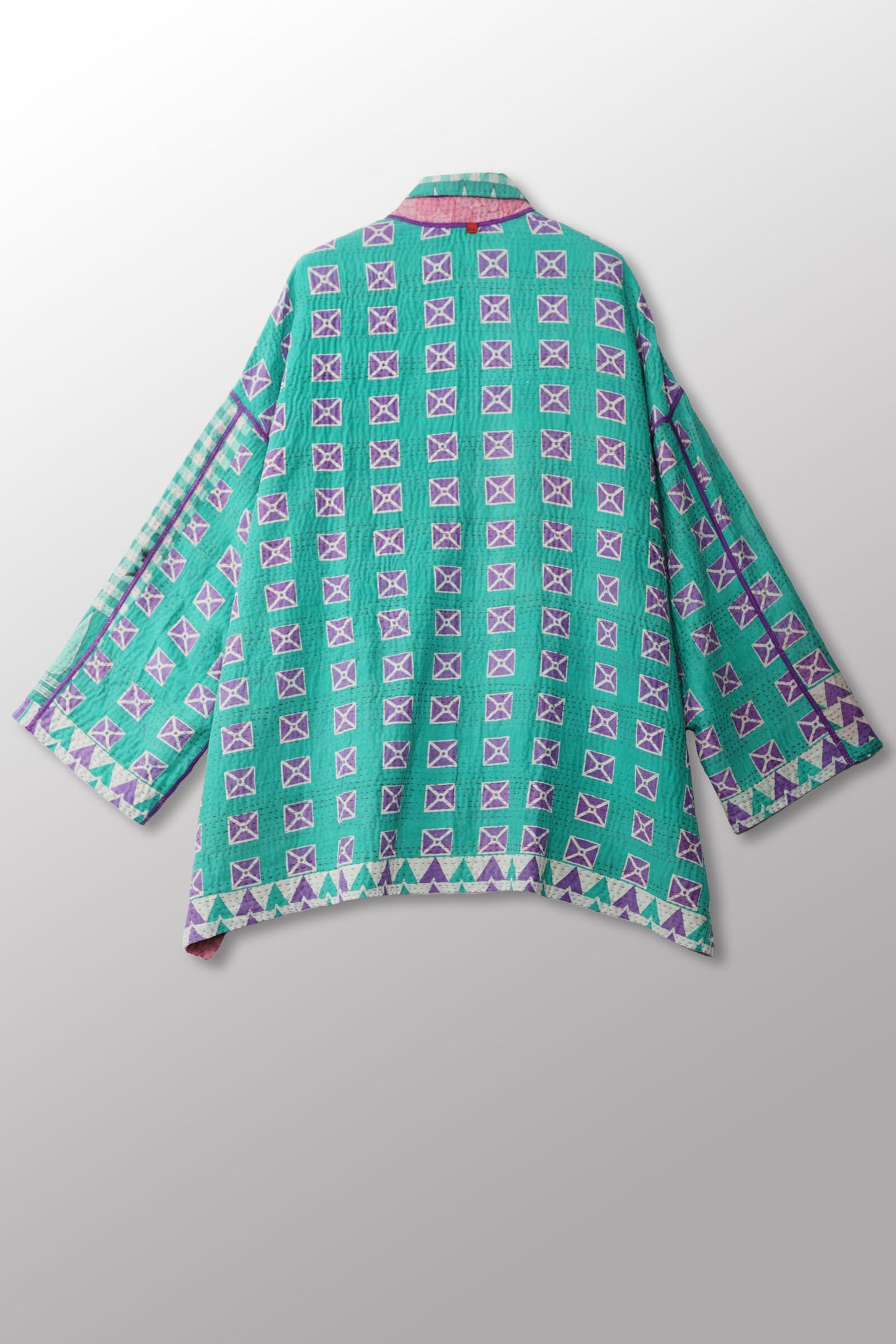 VINTAGE COTTON KANTHA OVERSIZED MINI COAT - cv2332-0003a -