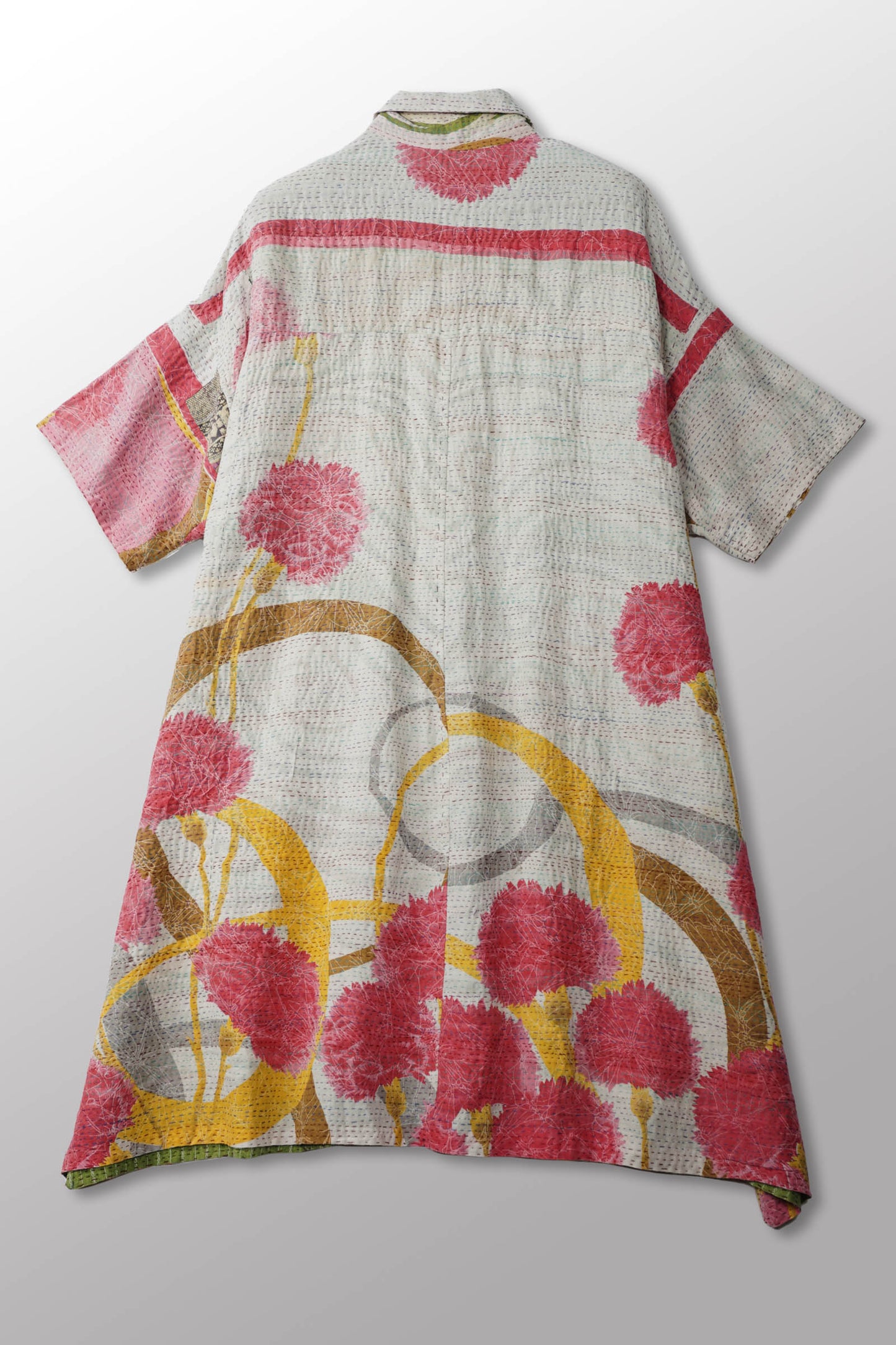 VINTAGE COTTON KANTHA HALF SLV. SHIRT DRESS - cv2429-0017a -