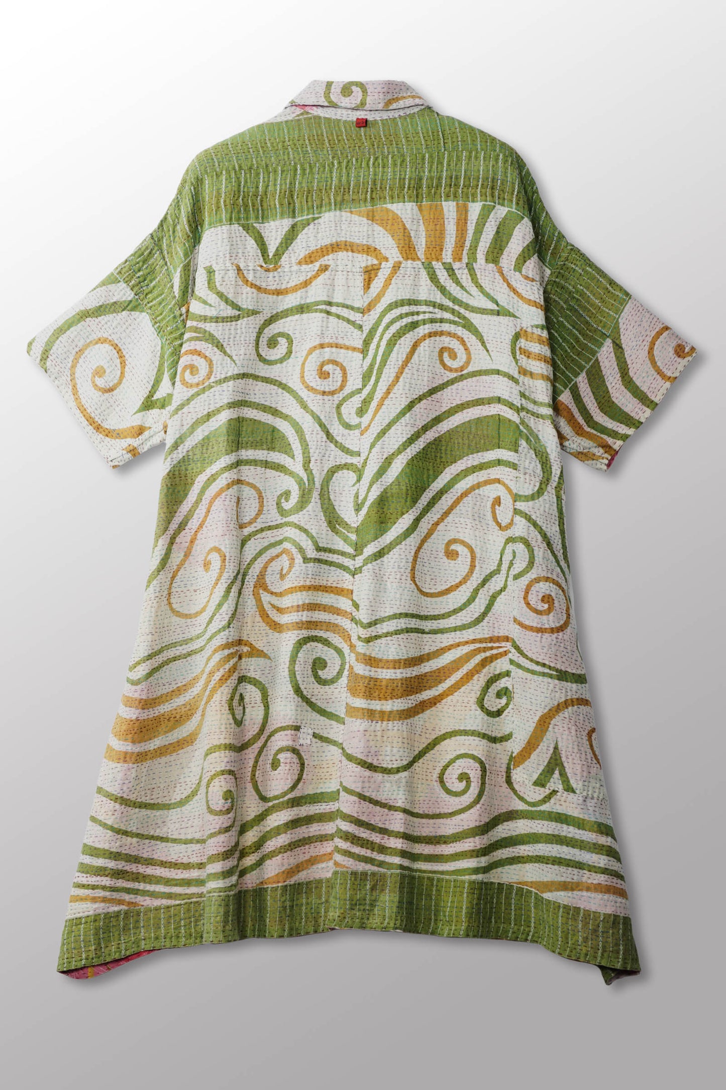 VINTAGE COTTON KANTHA HALF SLV. SHIRT DRESS - cv2429-0017a -