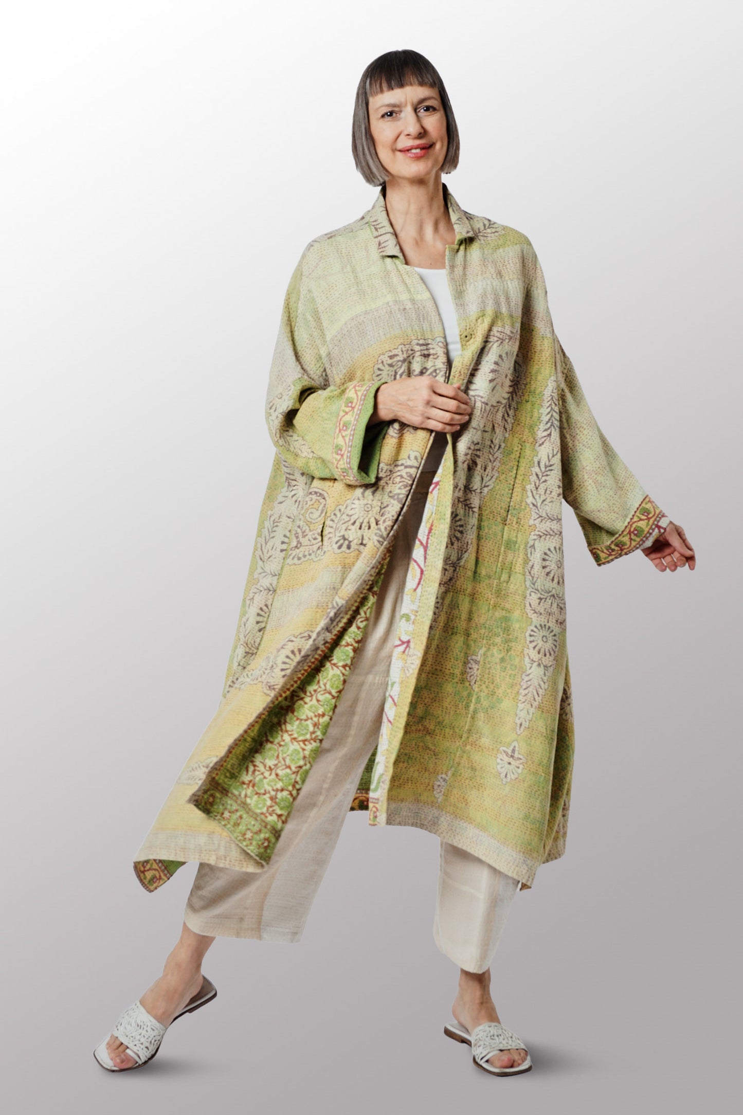 VINTAGE COTTON KANTHA OVERSIZE DRESS - cv2432-0001a -