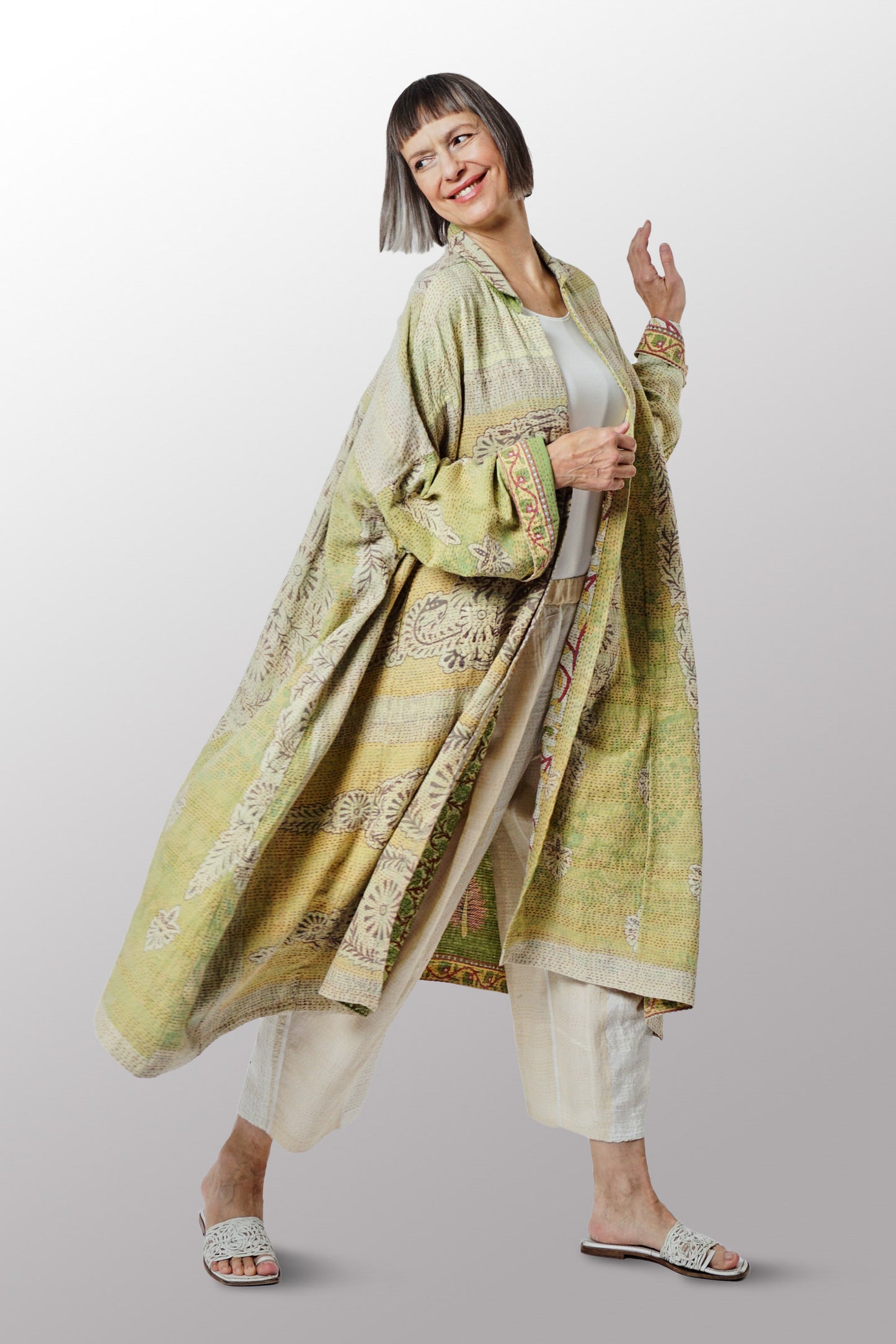 VINTAGE COTTON KANTHA OVERSIZE DRESS - cv2432-0001a -