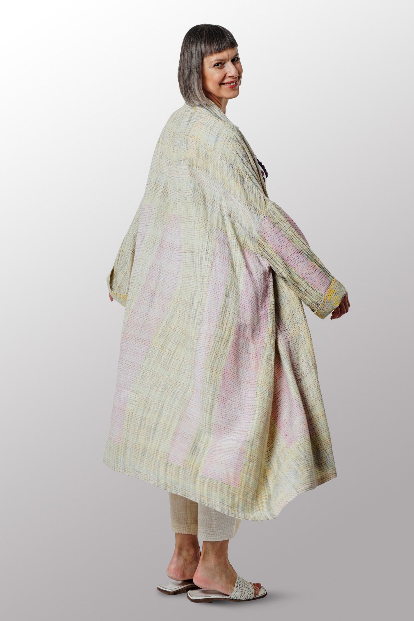 VINTAGE COTTON KANTHA OVERSIZE DRESS - cv2432-0003a -