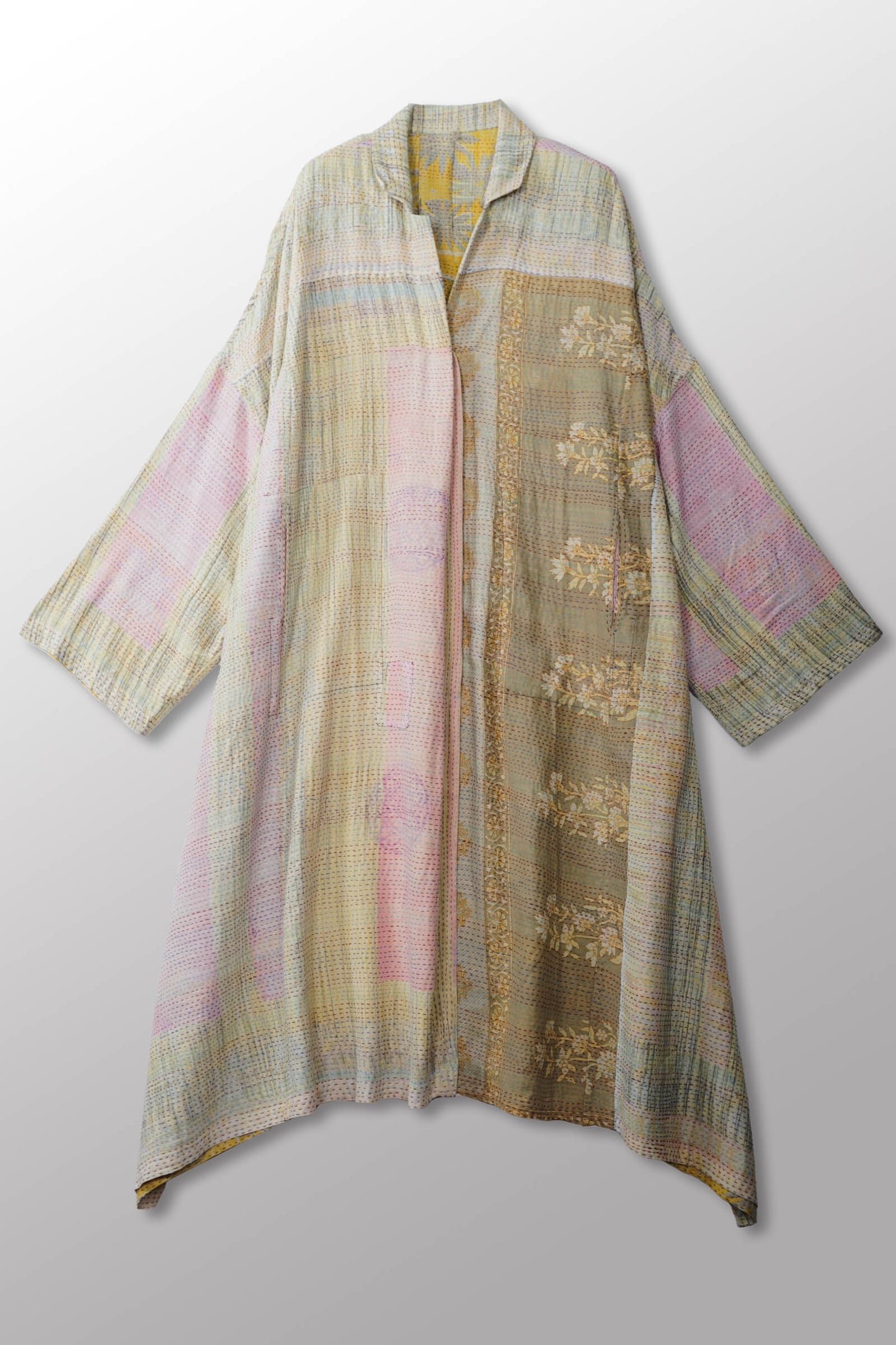 VINTAGE COTTON KANTHA OVERSIZE DRESS - cv2432-0003a -