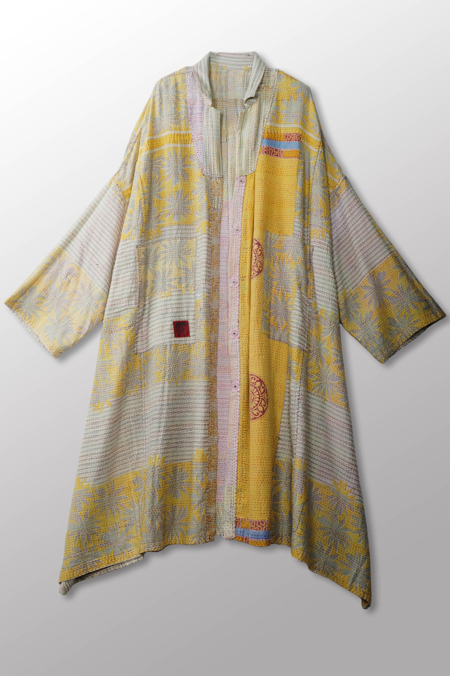VINTAGE COTTON KANTHA OVERSIZE DRESS - cv2432-0003a -