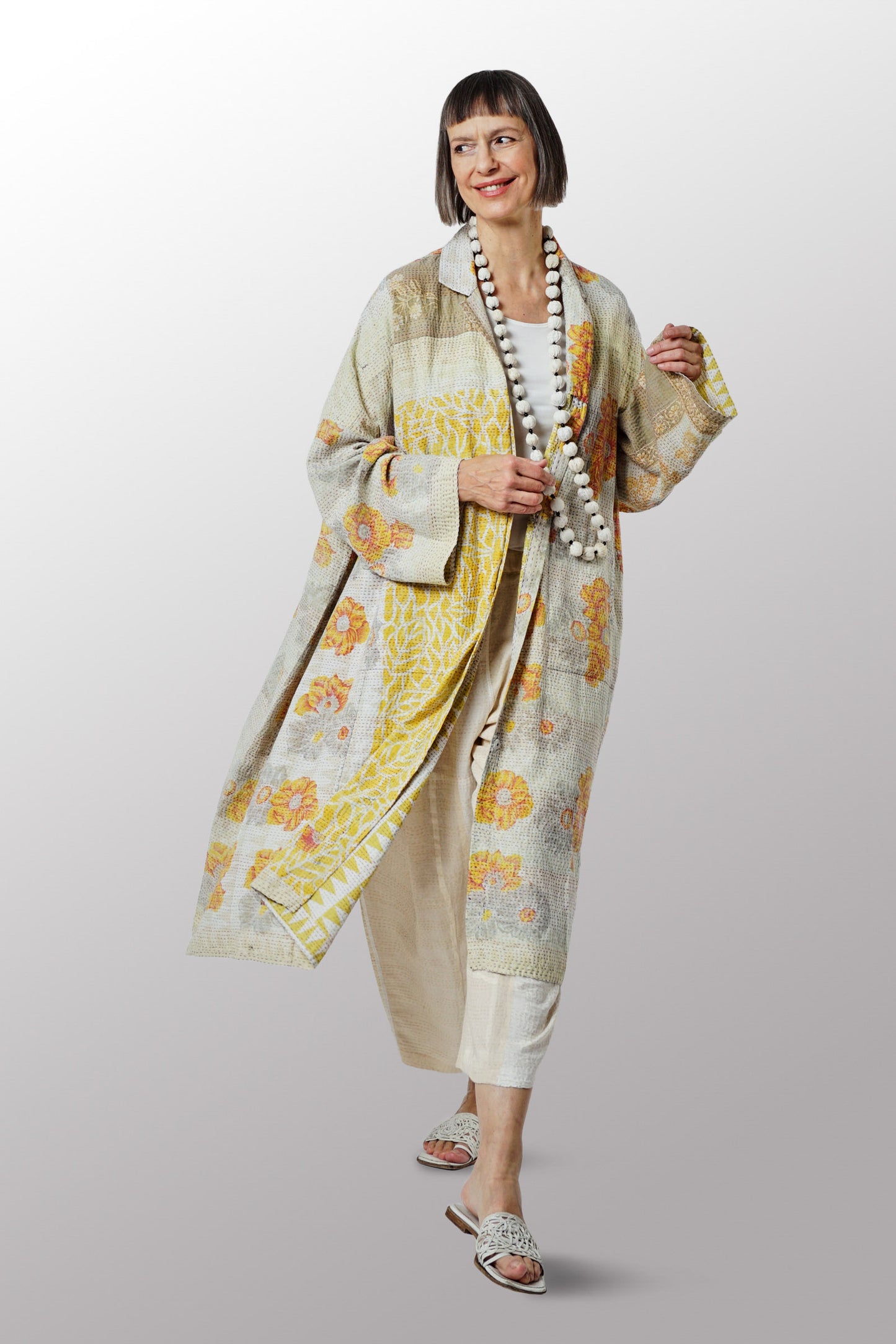 VINTAGE COTTON KANTHA OVERSIZE DRESS - cv2432-0004a -