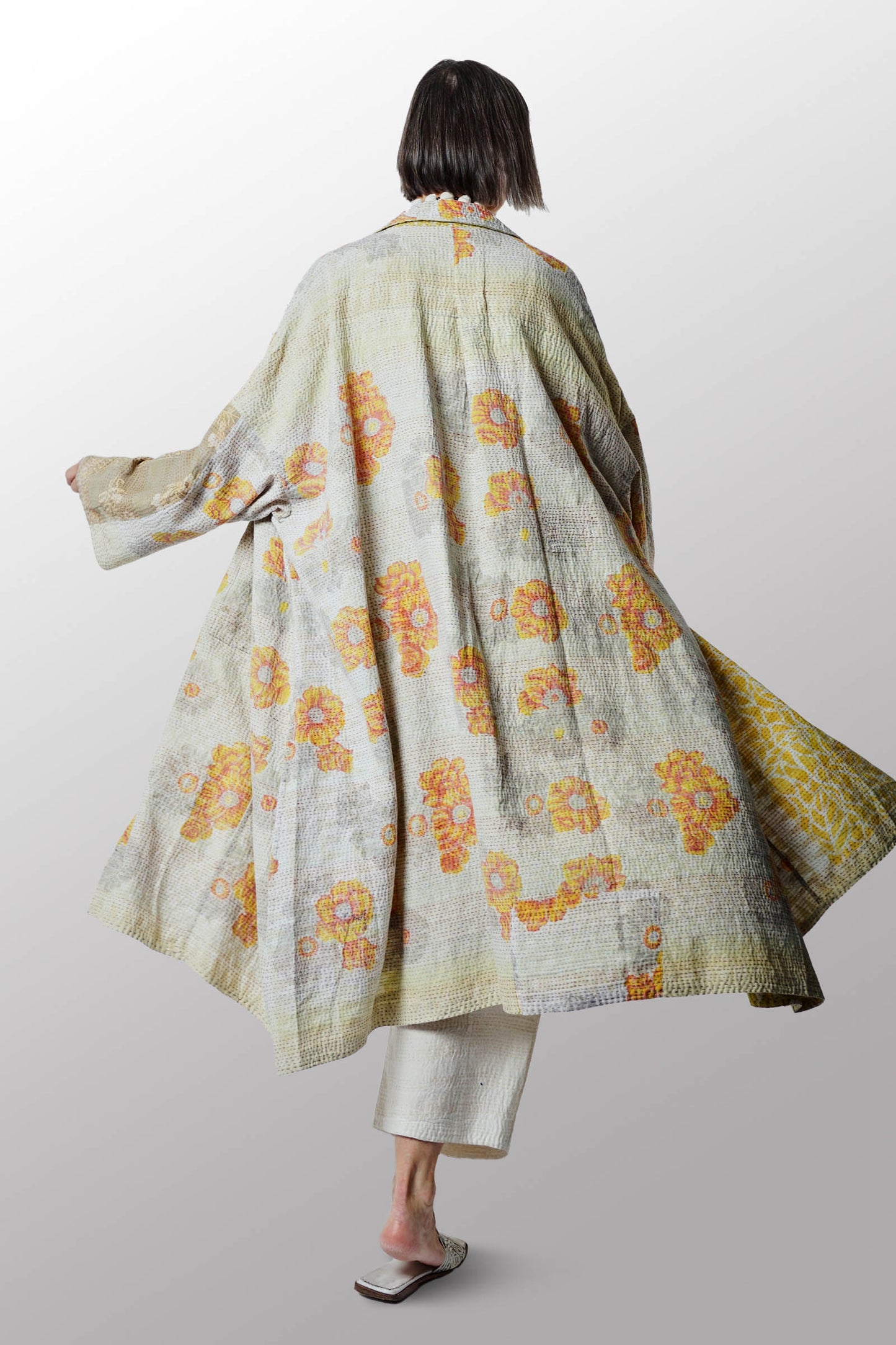 VINTAGE COTTON KANTHA OVERSIZE DRESS - cv2432-0004a -