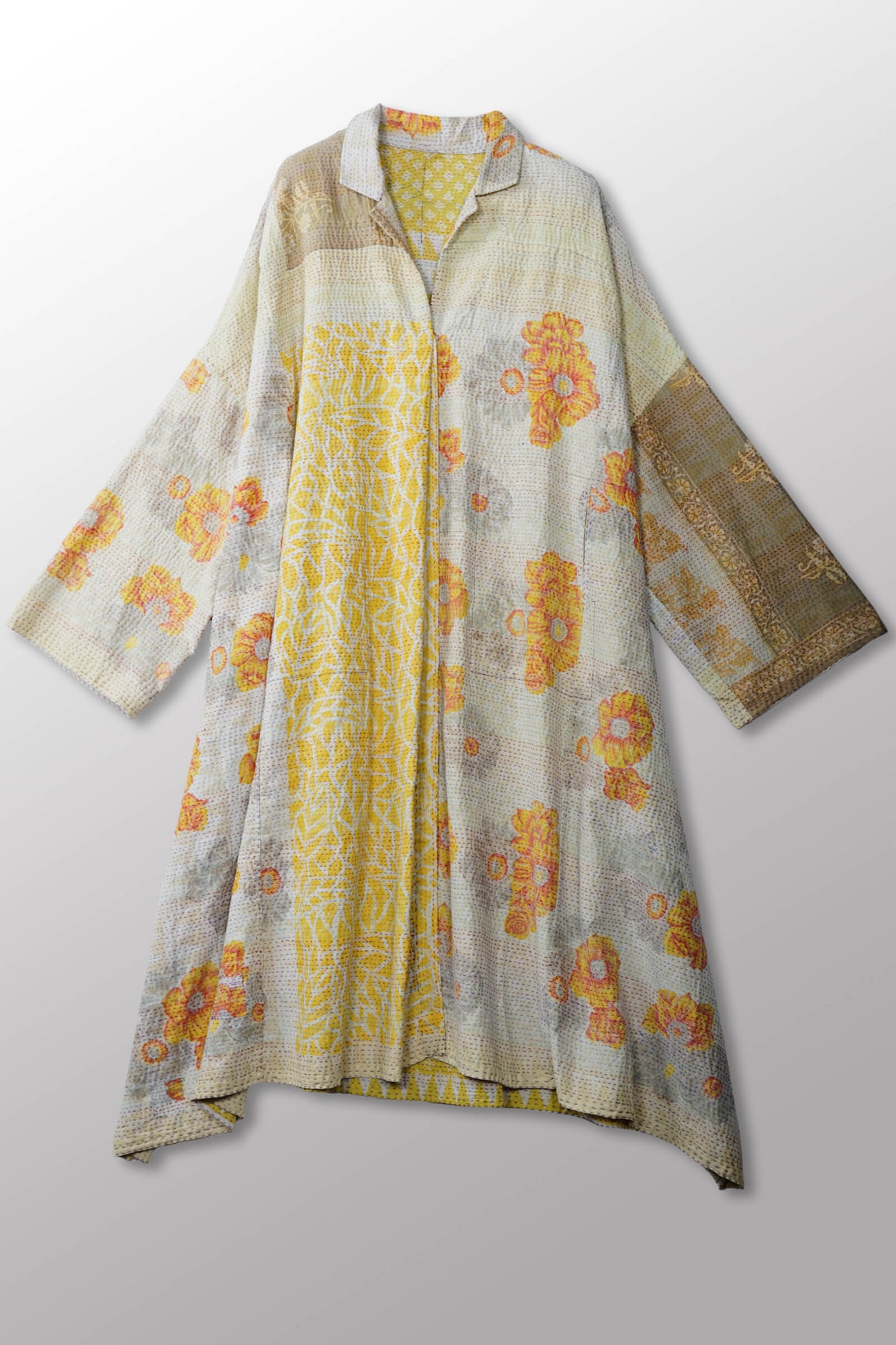 VINTAGE COTTON KANTHA OVERSIZE DRESS - cv2432-0004a -